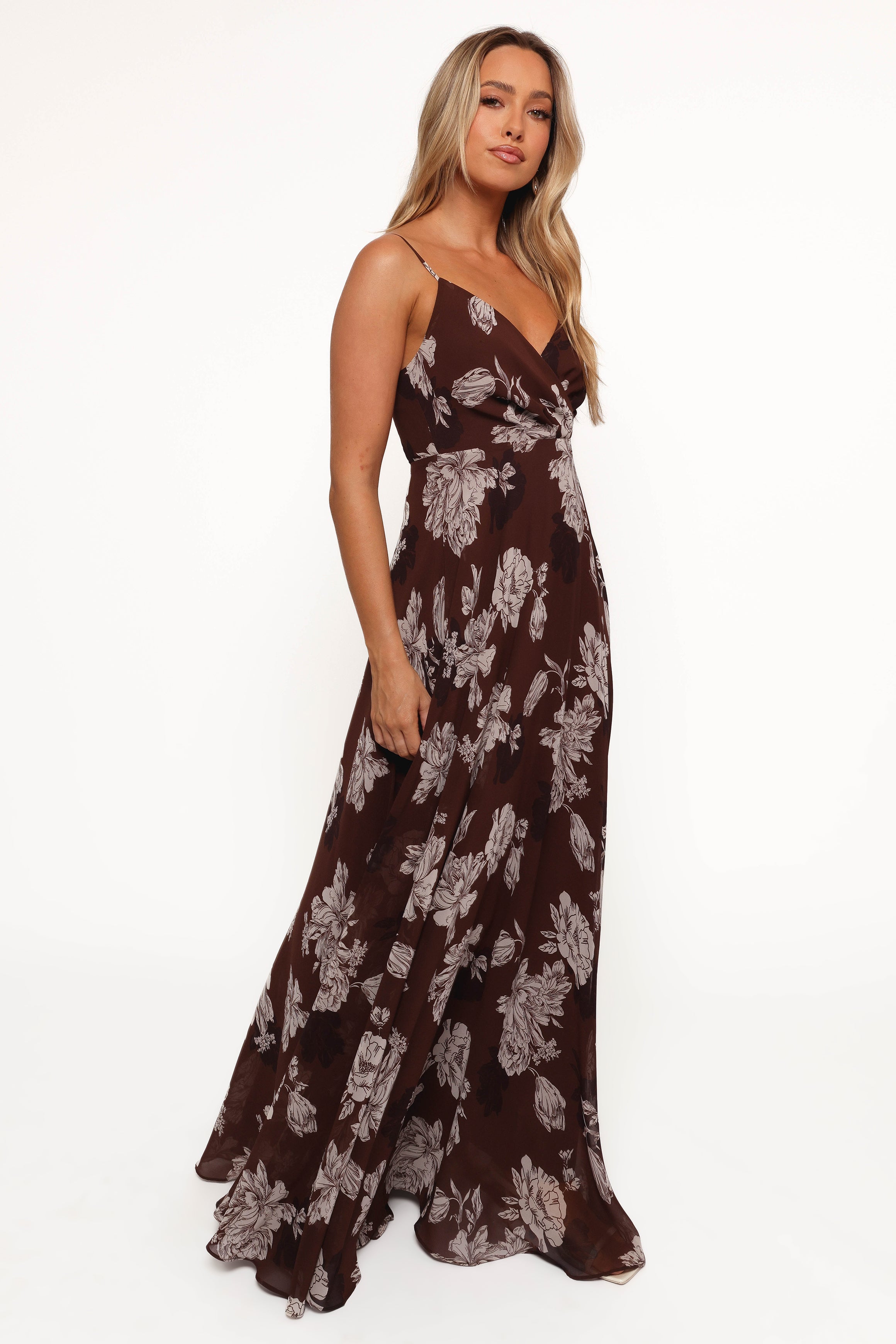 Floral Maxi Dress with V-Neckline & Adjustable Straps - Madilyn