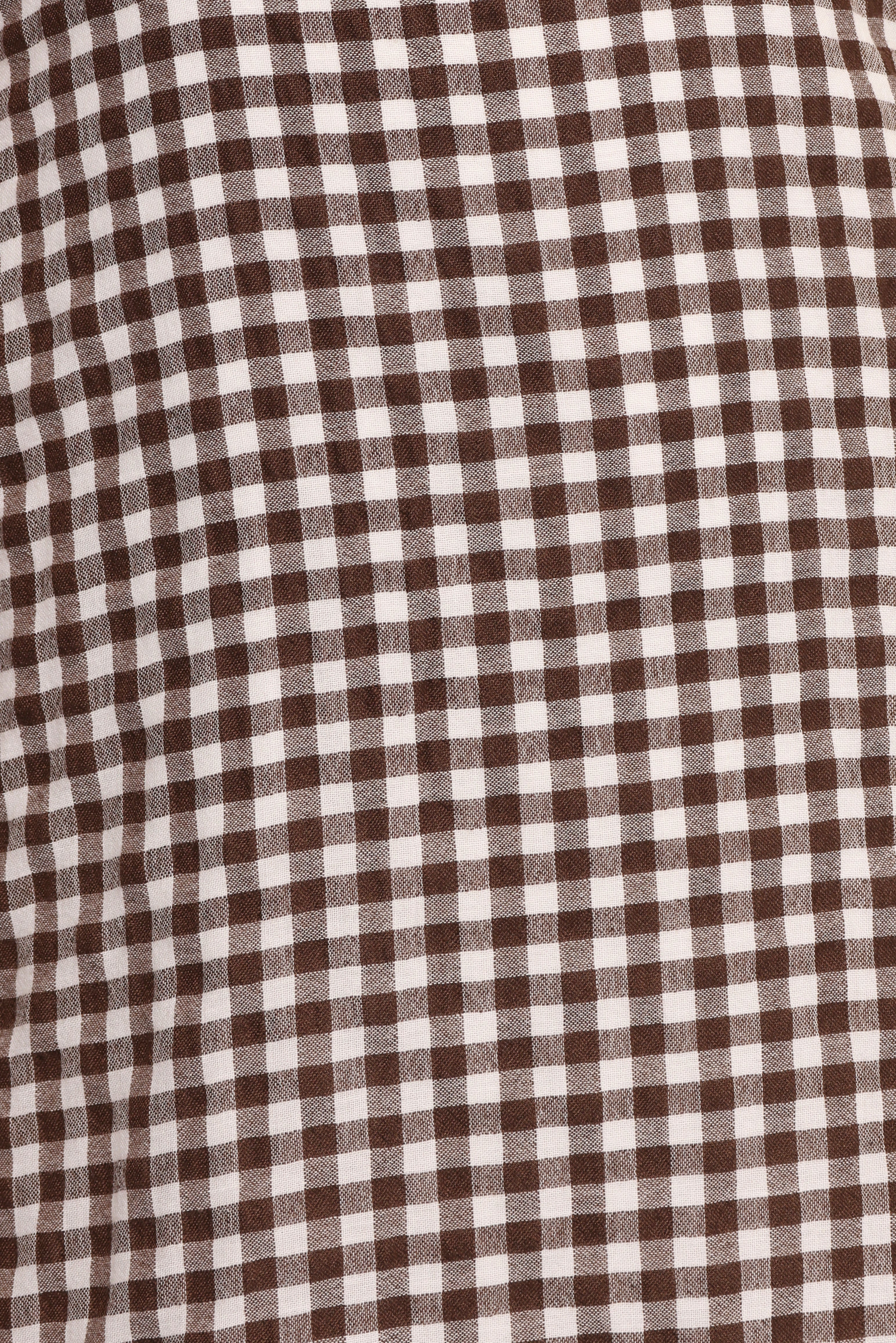 Brown Gingham Queenie Midi Dress with V-Neck & Empire Waist