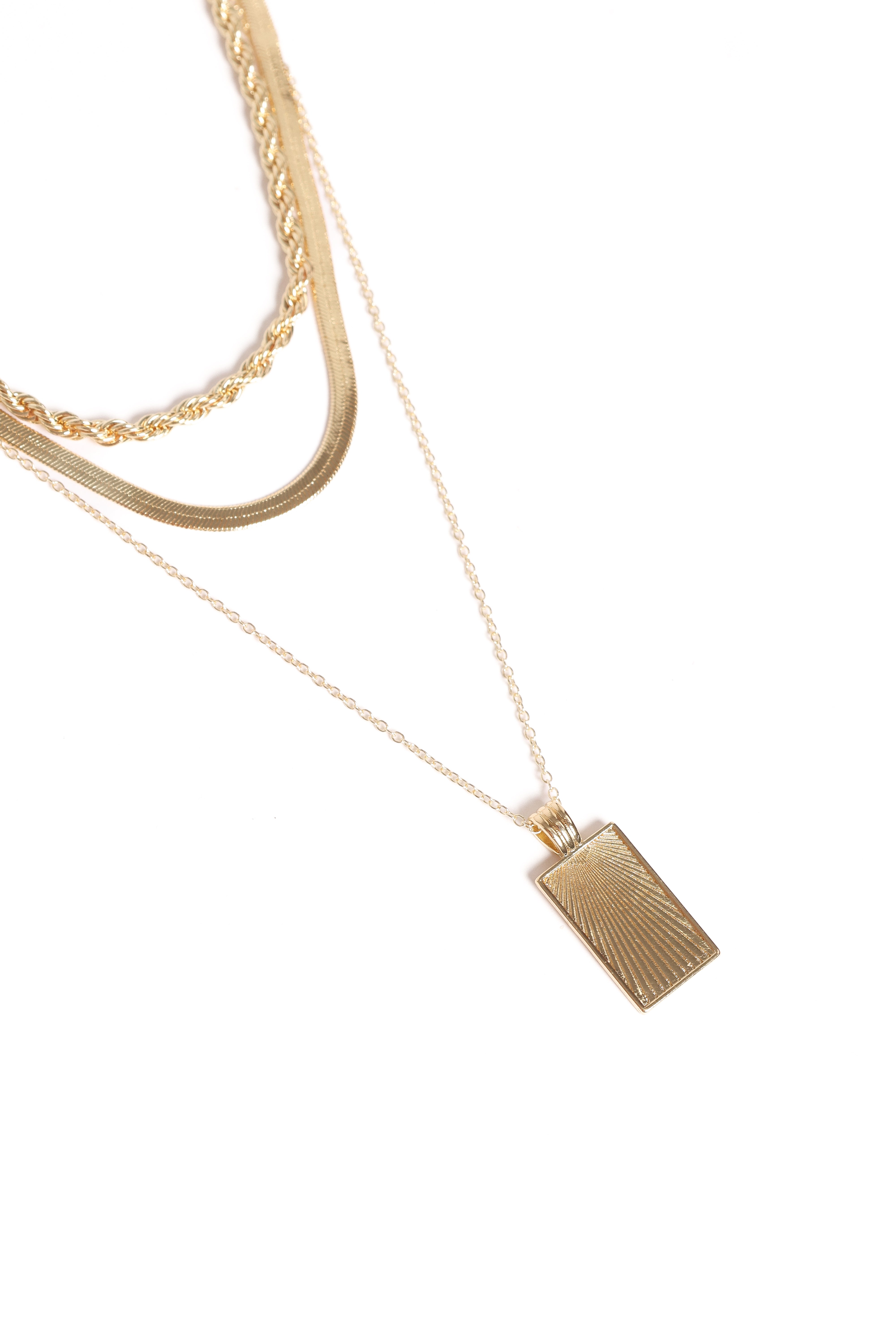Gold Plated Amber Necklace Set - 3 Piece Copper Jewelry