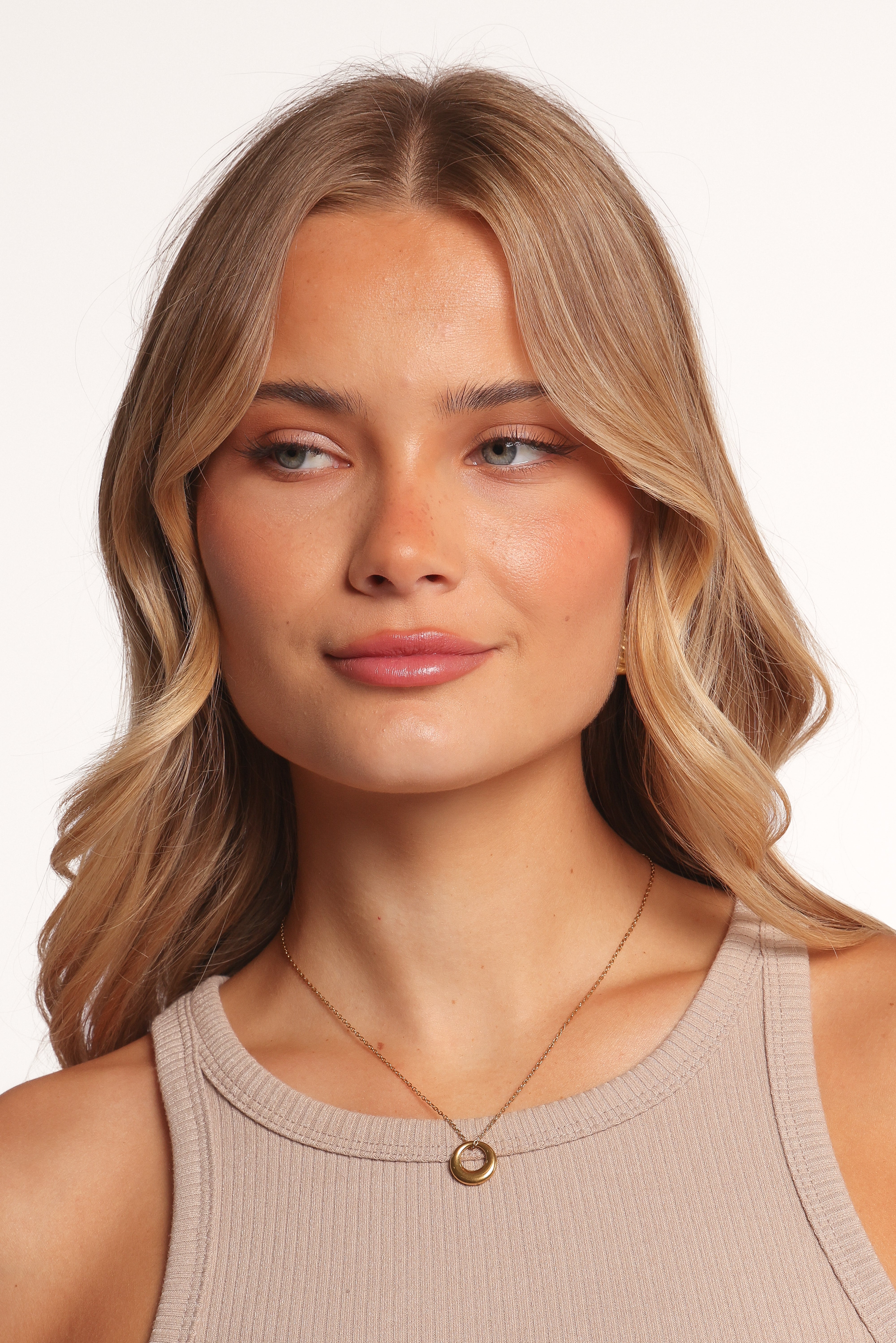 Tyra Gold Circle Pendant Necklace - Stainless Steel Chain