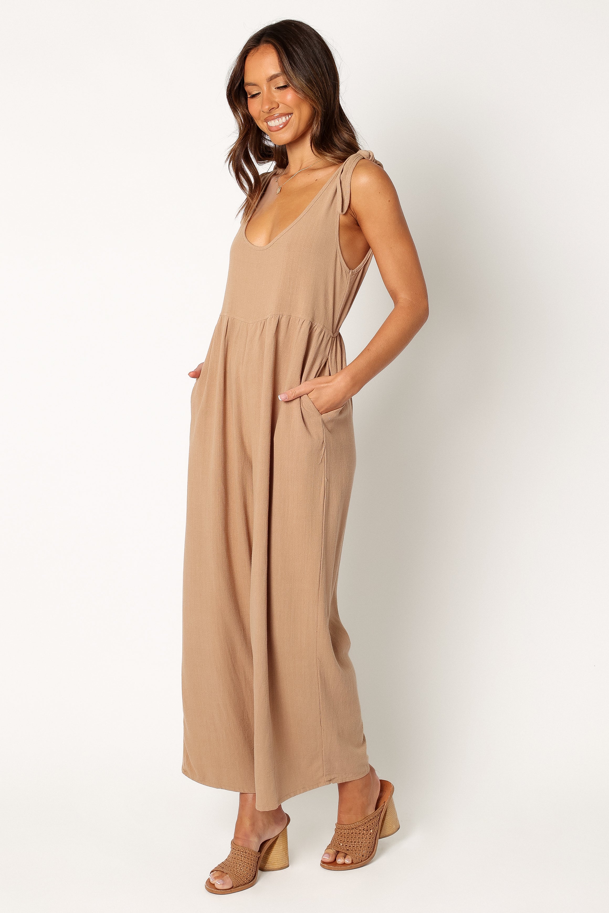 Ayla Linen Jumpsuit for Women - Wide Leg & Elastic Waist