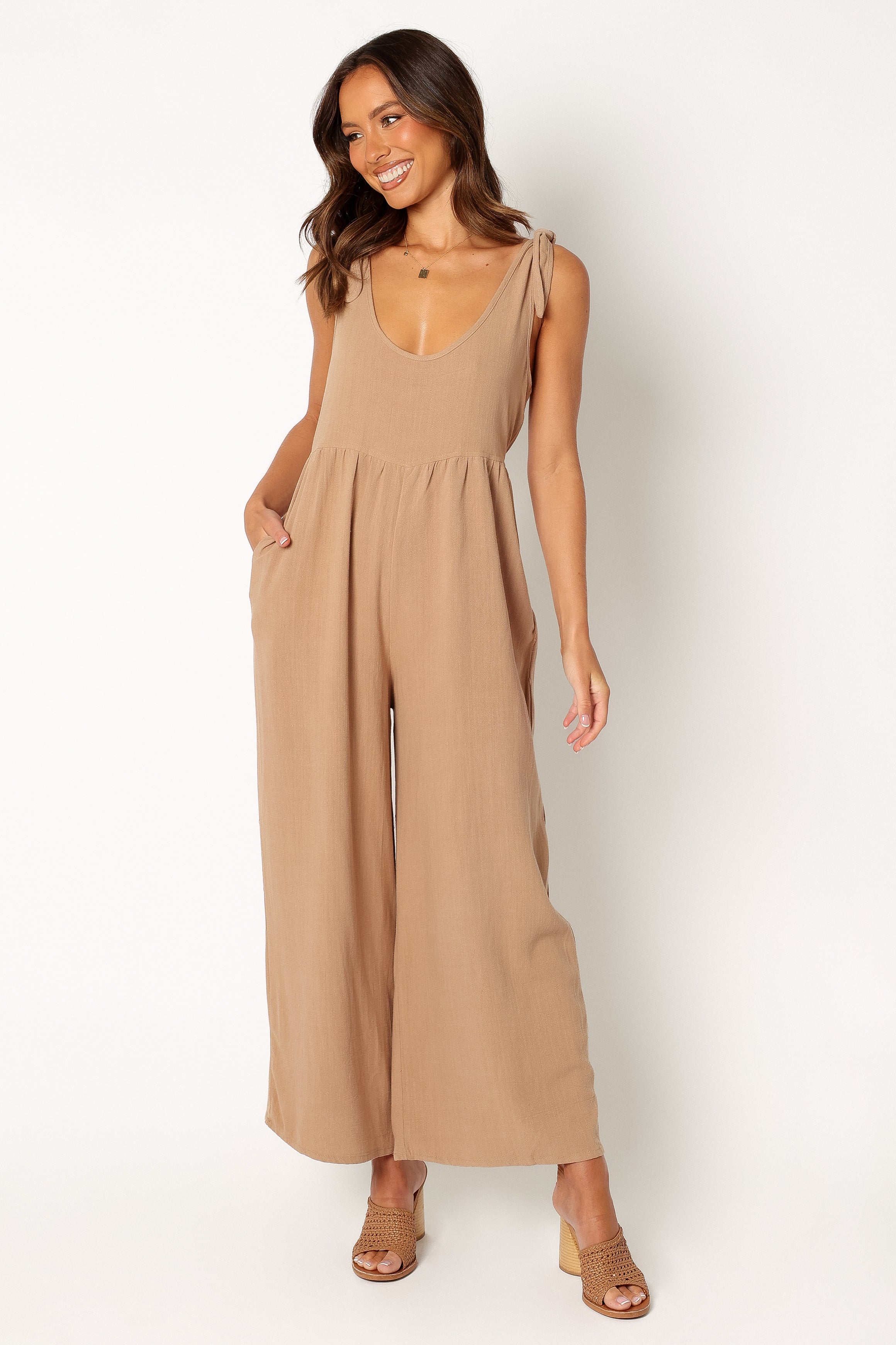 Ayla Linen Jumpsuit for Women - Wide Leg & Elastic Waist