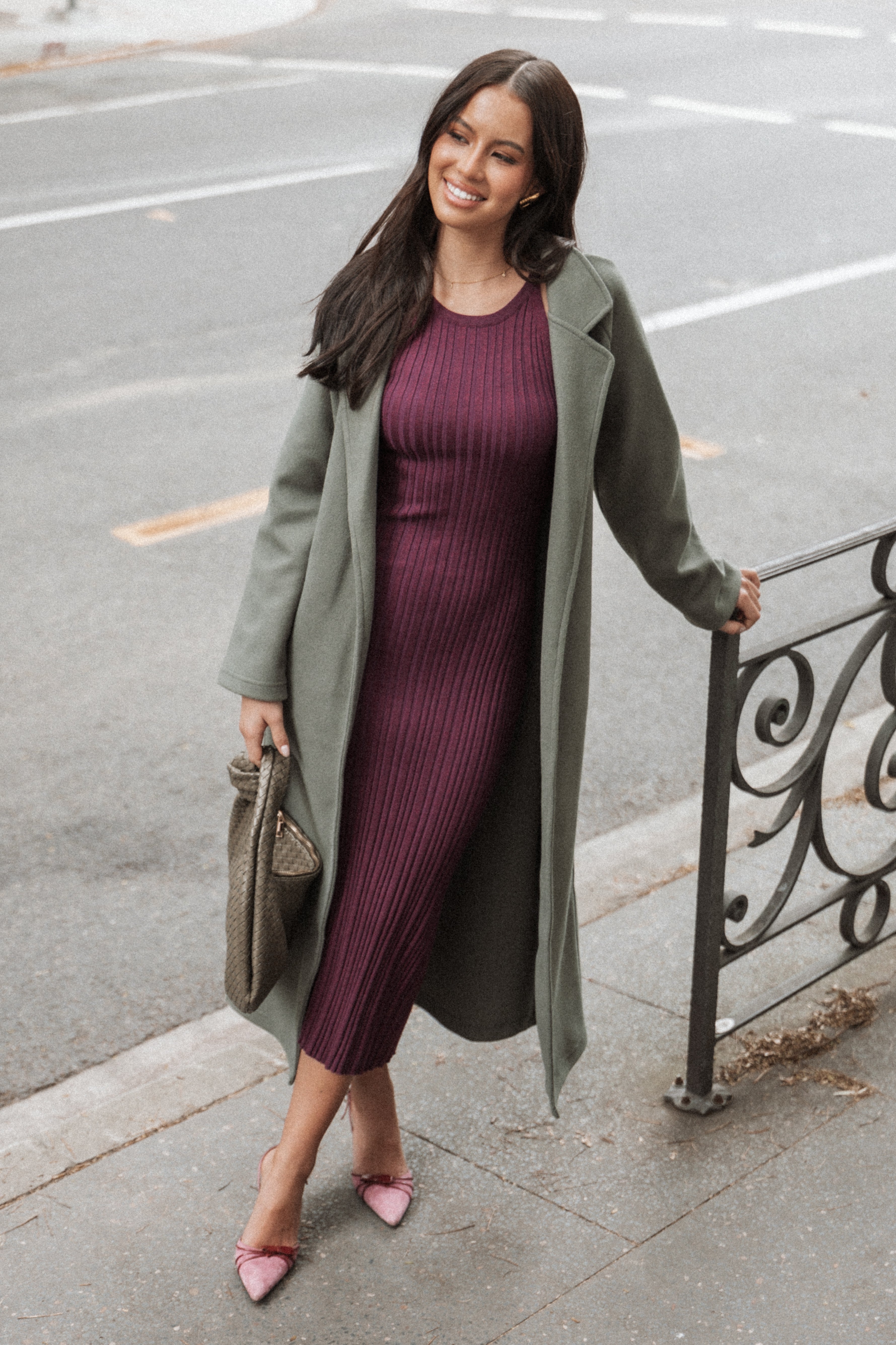 Brighton Sleeveless Maxi Dress in Plum - Ribbed Knit Design