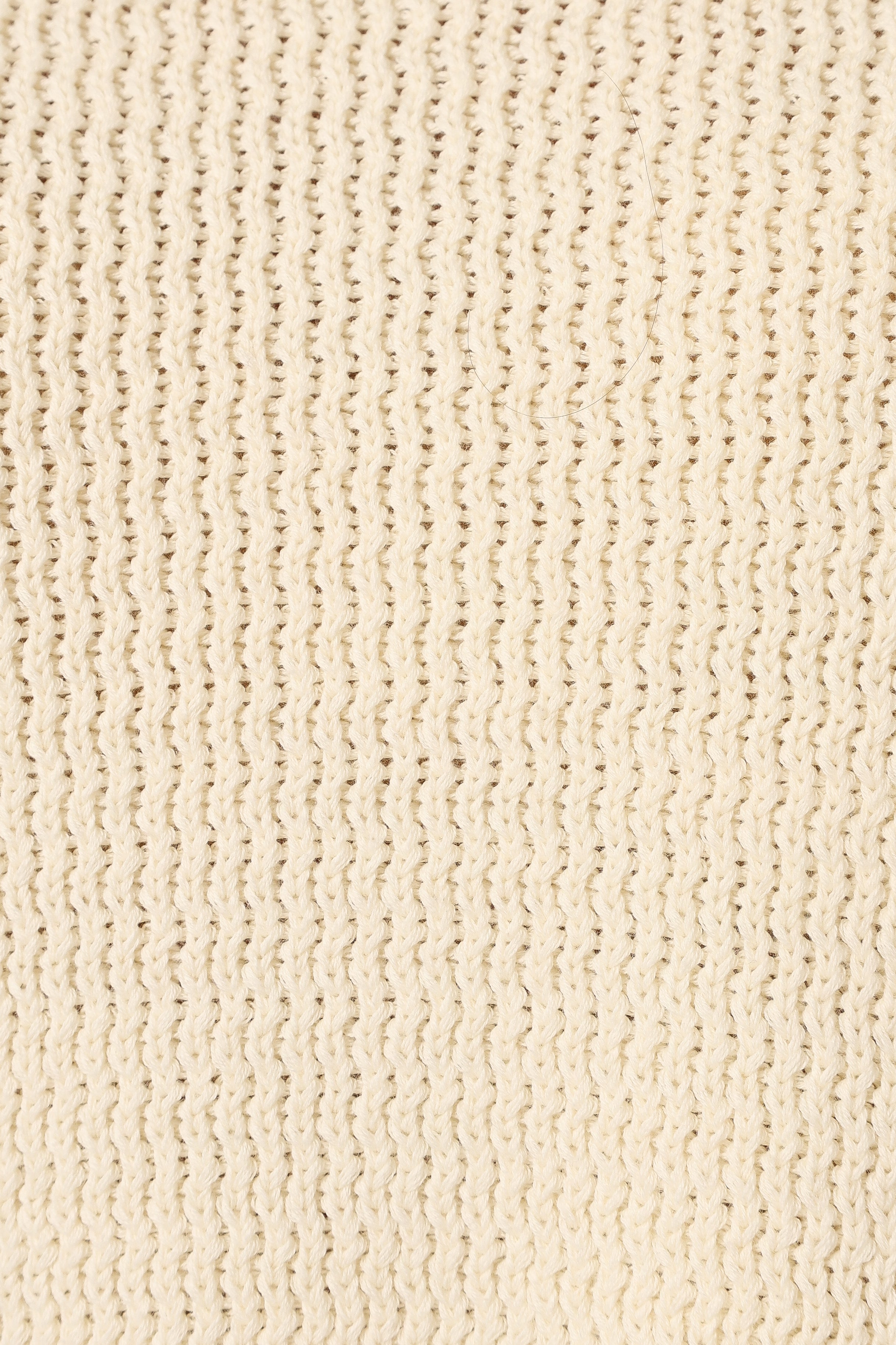 McKinley Cotton Knit Sweater - Cream Round Neck Mid Sleeve