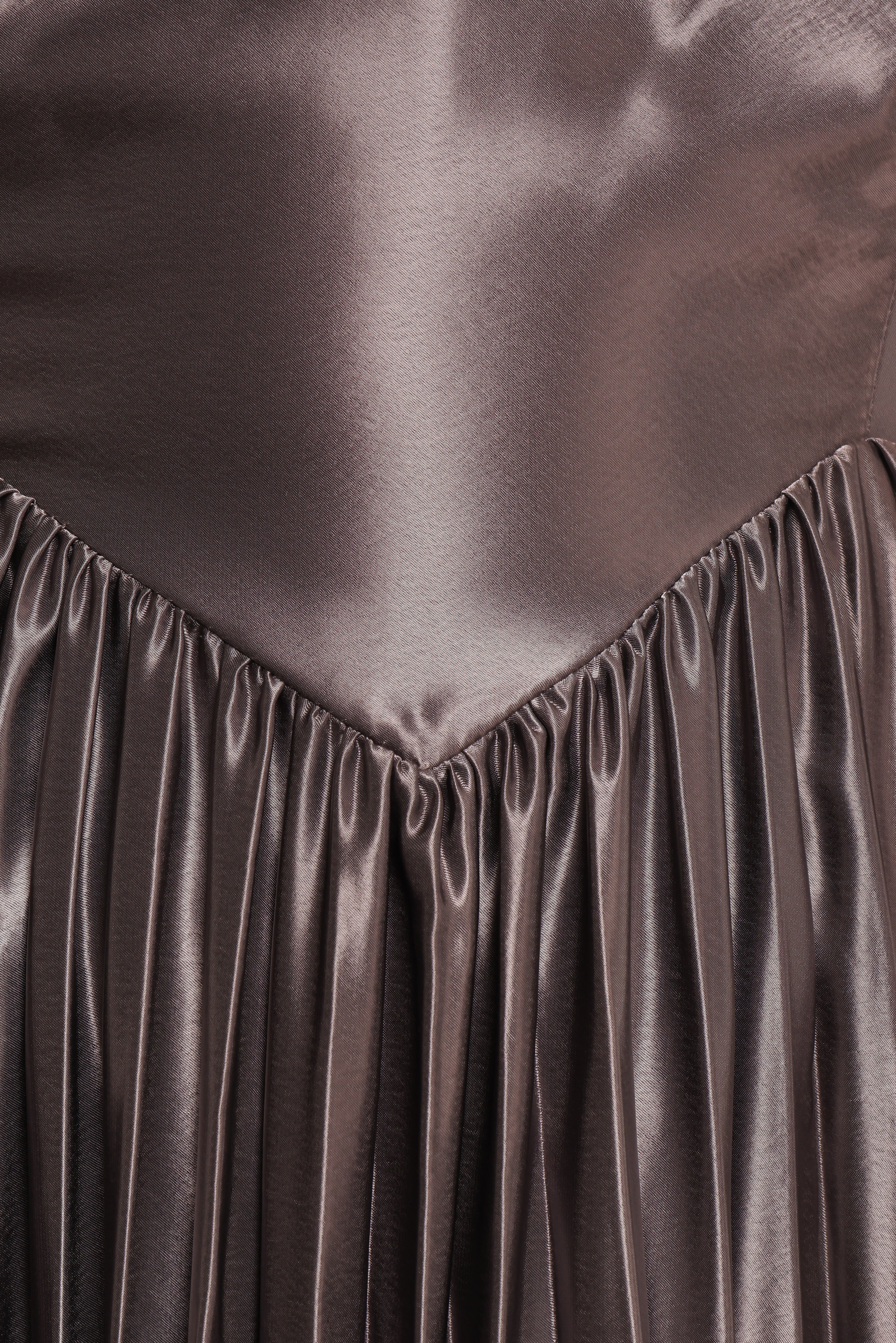 Camala Satin Maxi Dress with V Neckline - Grey Silver