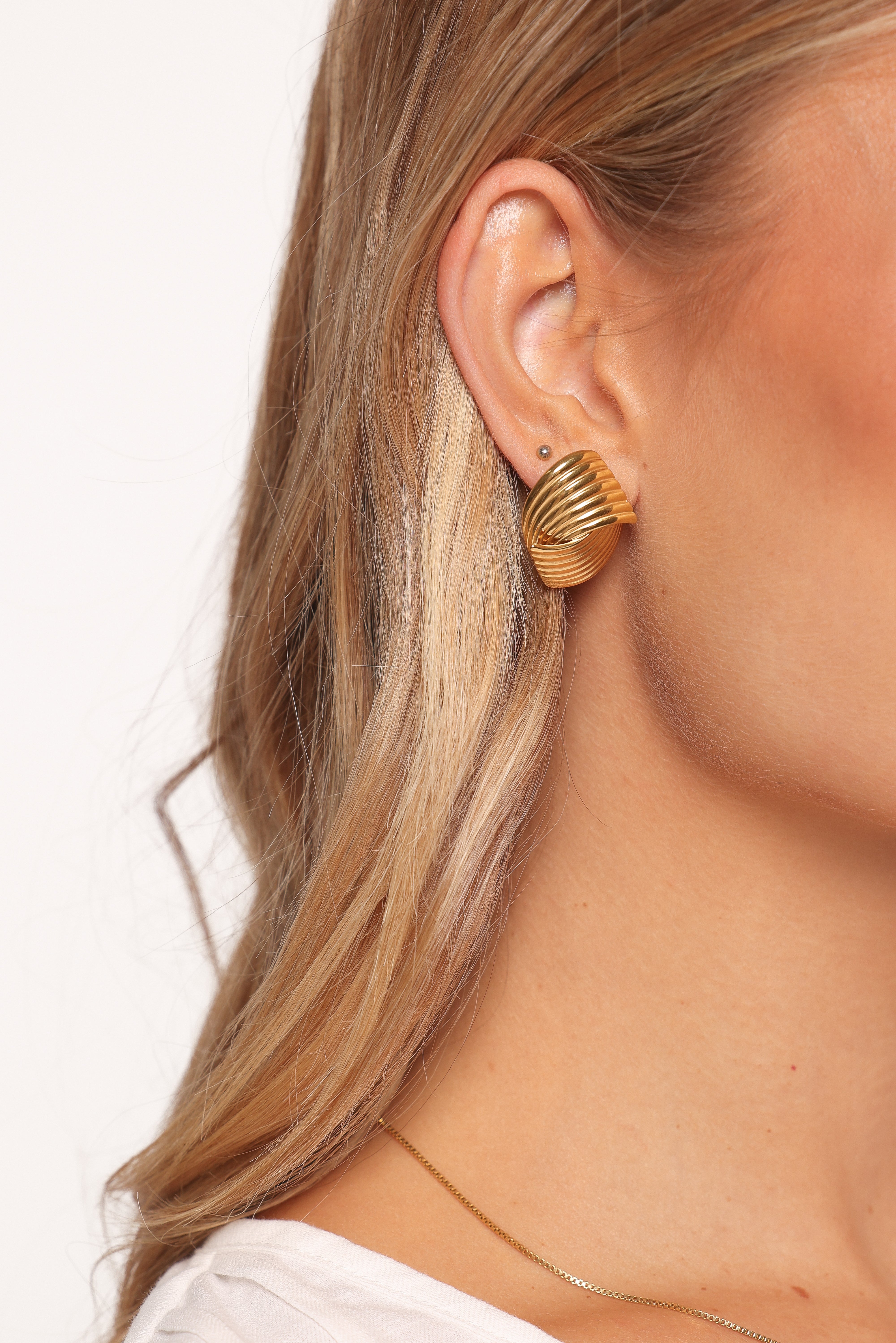 Gold Abstract Woven Sinclair Earrings - Stainless Steel Studs