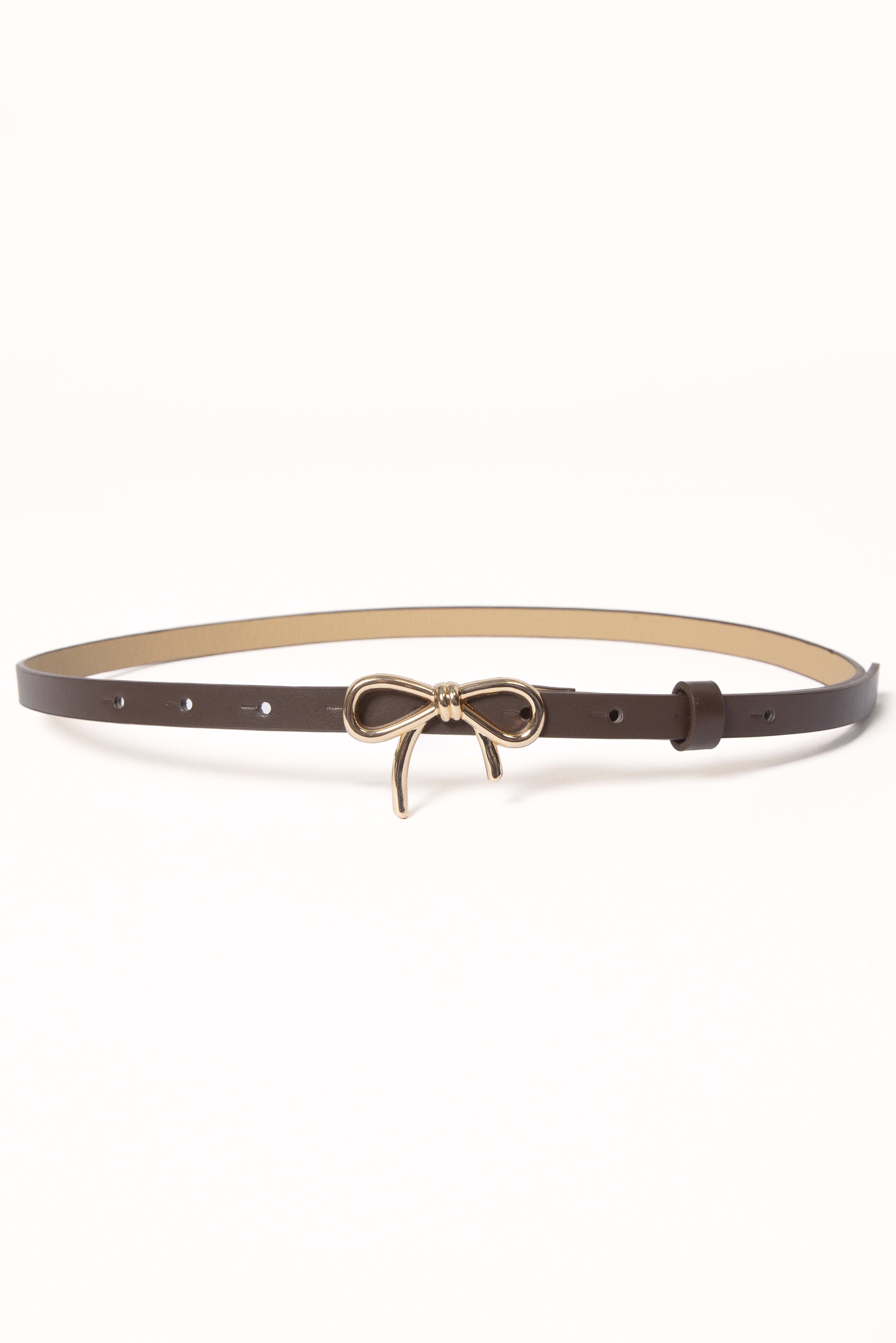 Valentina Brown Faux Leather Belt with Bow Buckle
