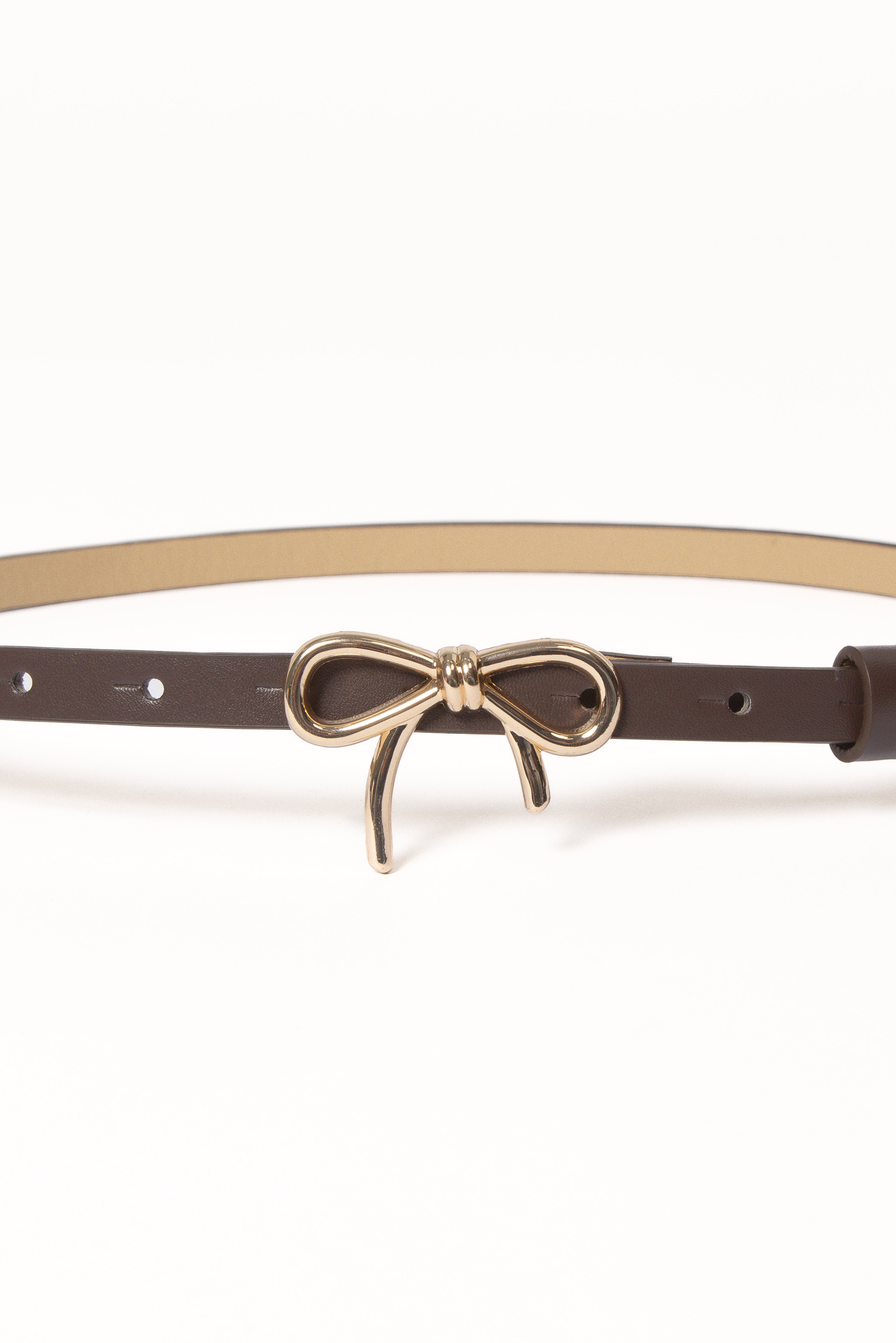 Valentina Brown Faux Leather Belt with Bow Buckle