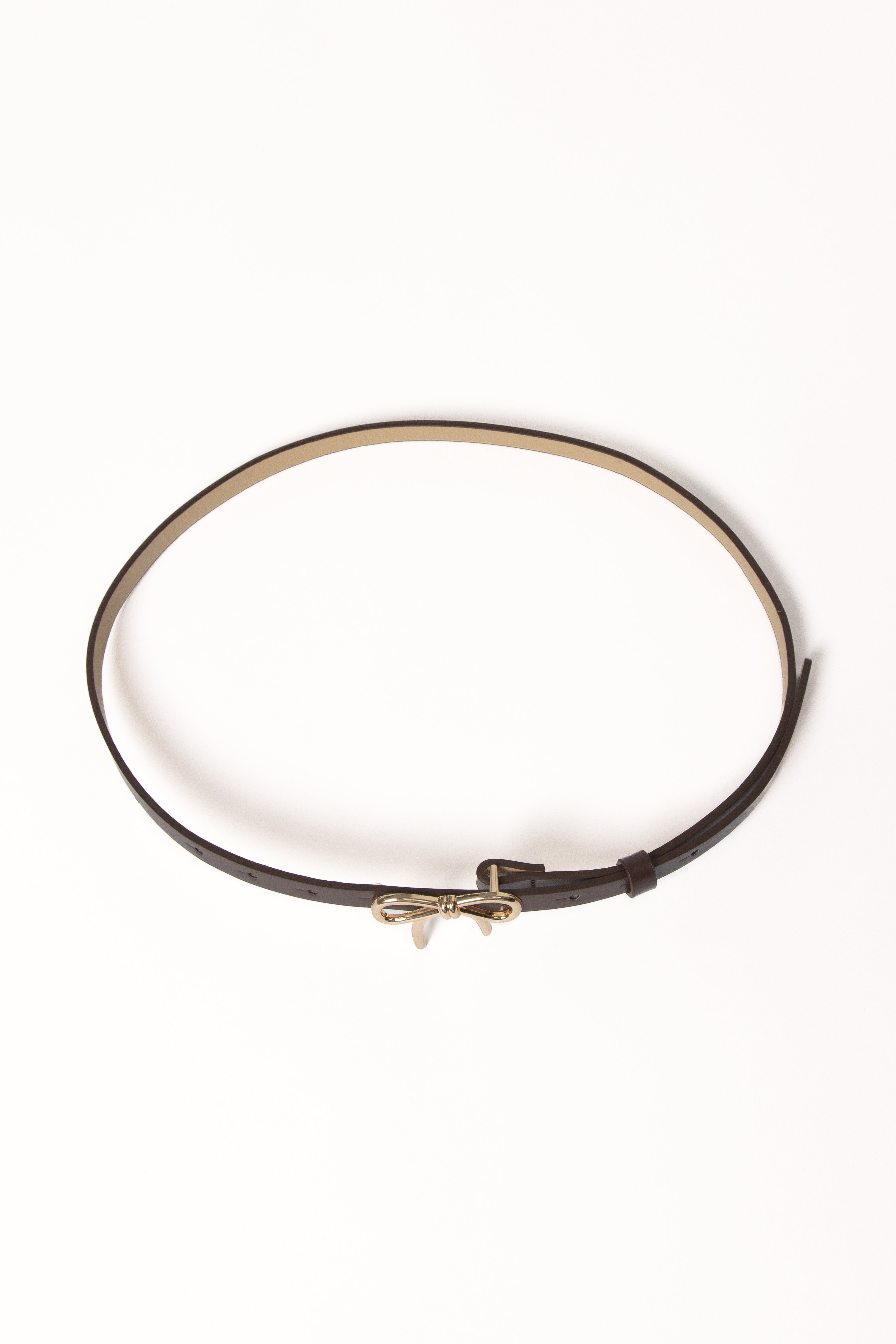 Valentina Brown Faux Leather Belt with Bow Buckle