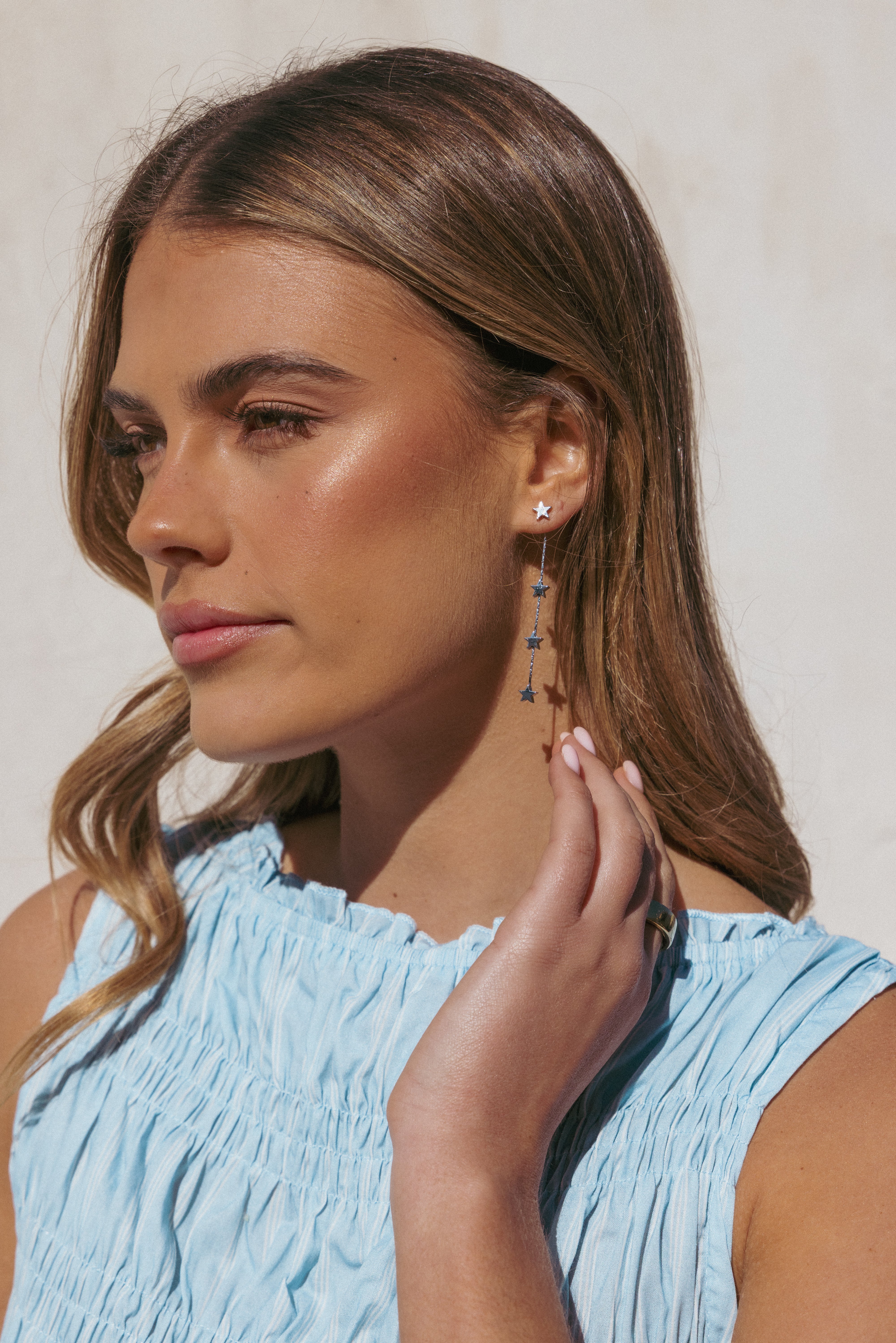 Silver Star Drop Earrings - Celestial Destiny Jewelry