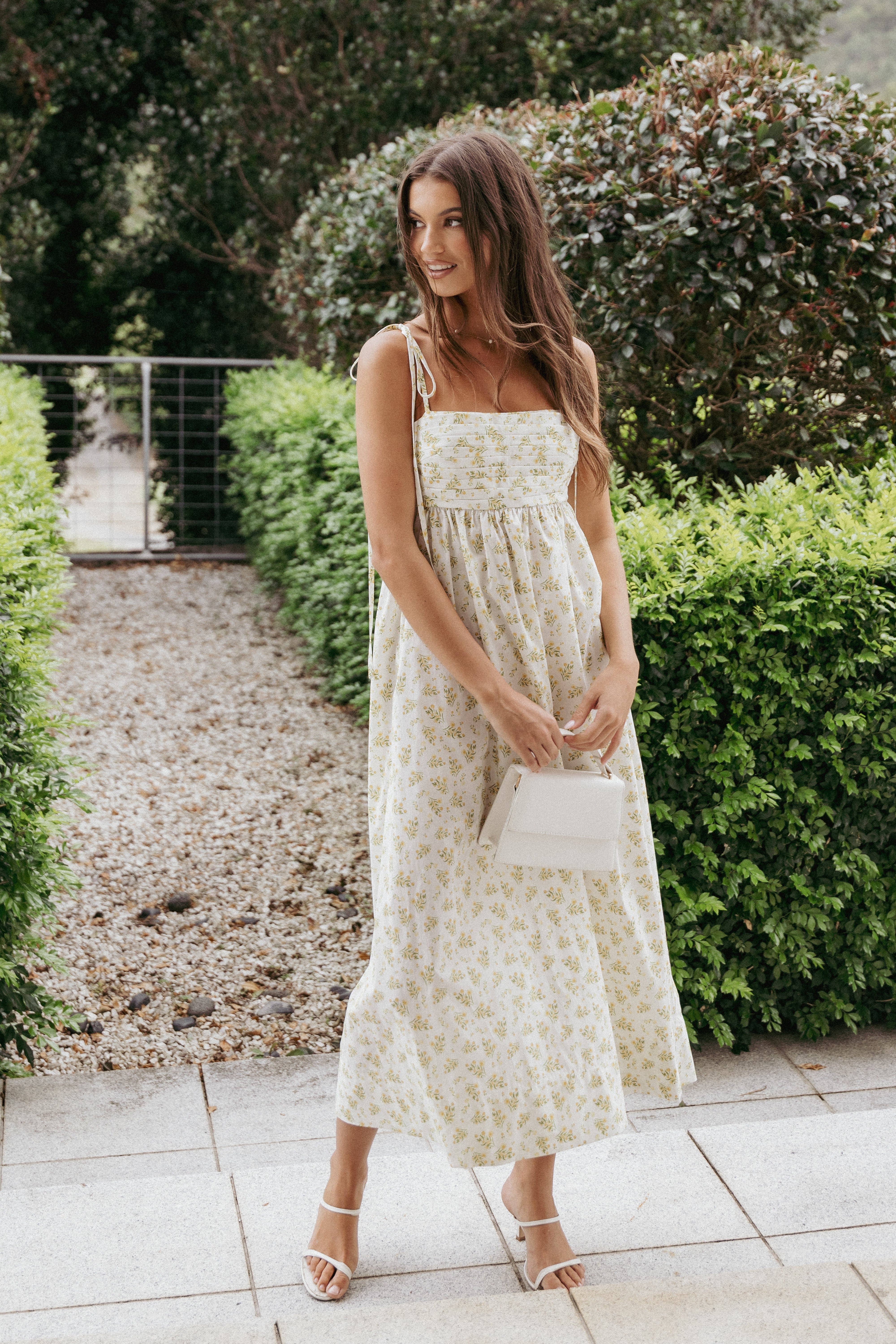Yellow Floral Maxi Dress with Empire Waist - Ashtyn