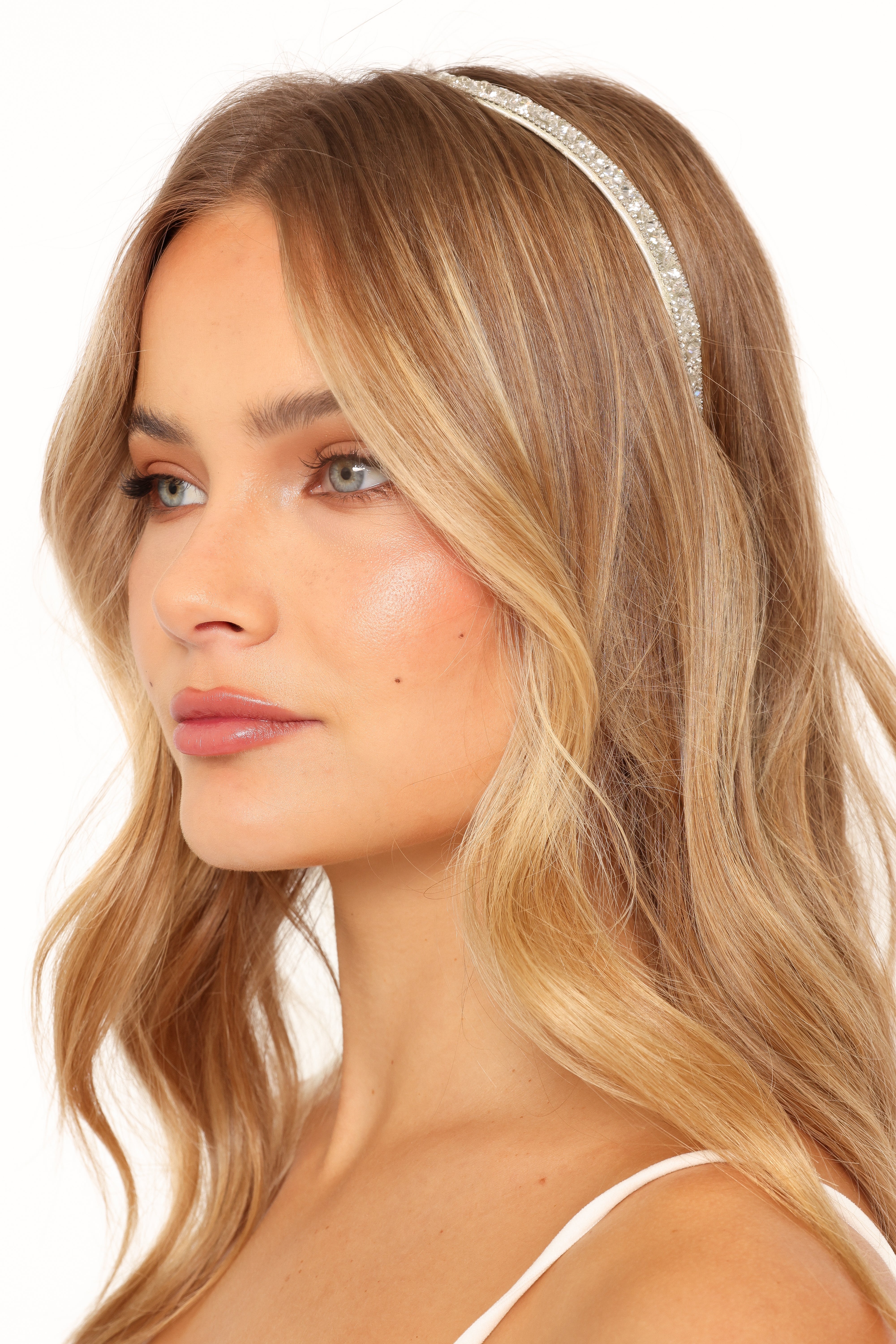 Silver Beaded Headband – Kellen Thin Sparkling Hair Accessory
