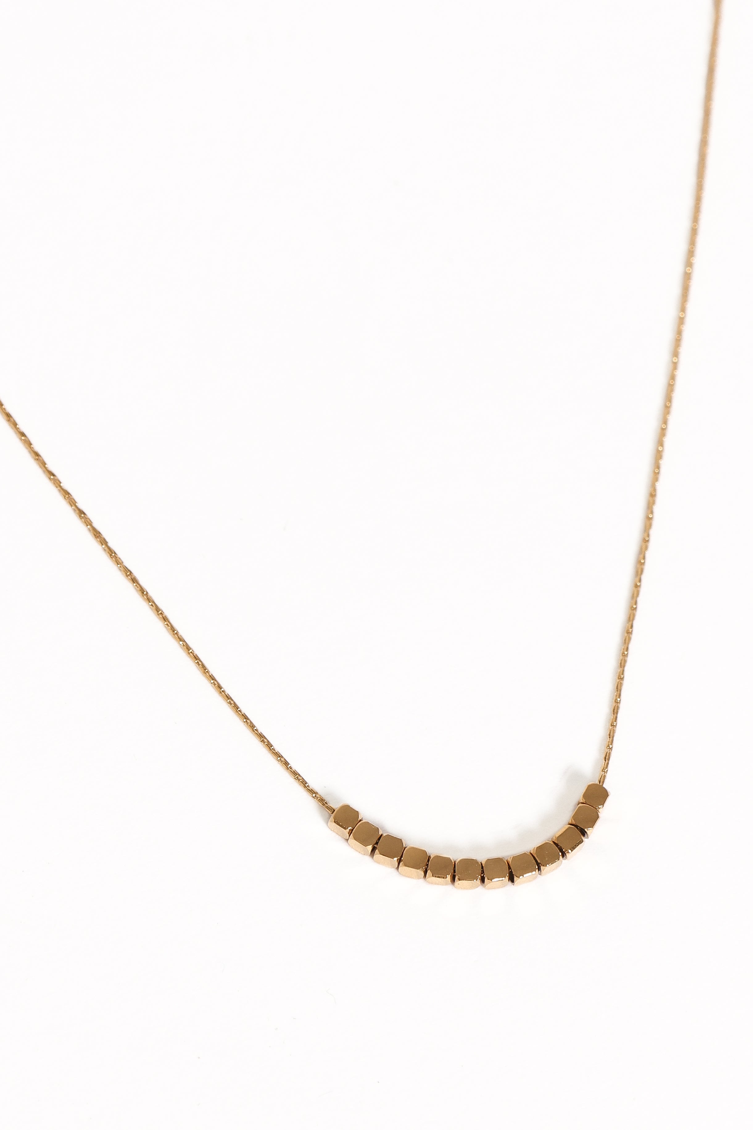 Gold Everlyn Necklace with Cube Pendants - Elegant Fine Chain Jewelry