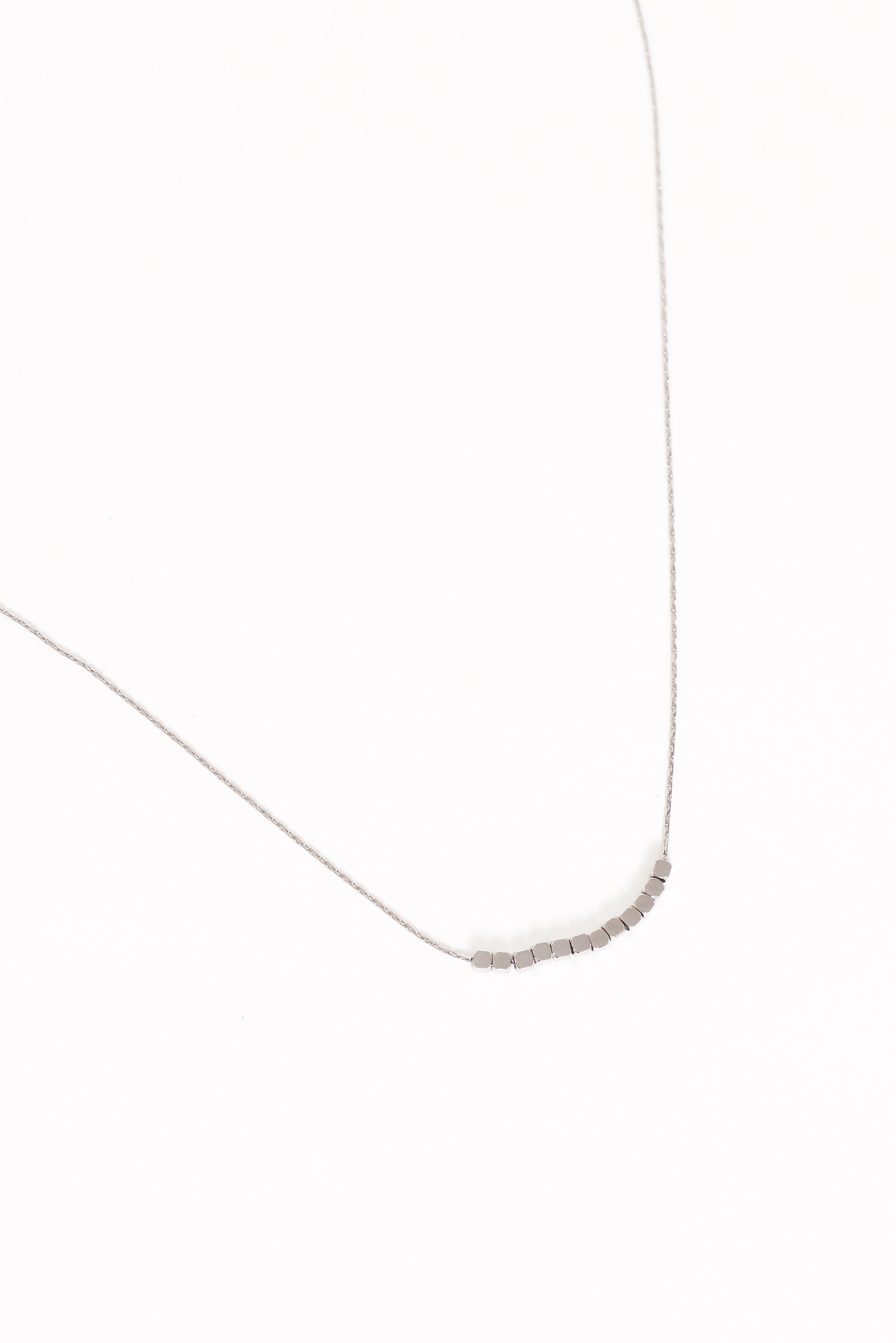 Everlyn Silver Cube Pendant Necklace - 18" Fine Chain