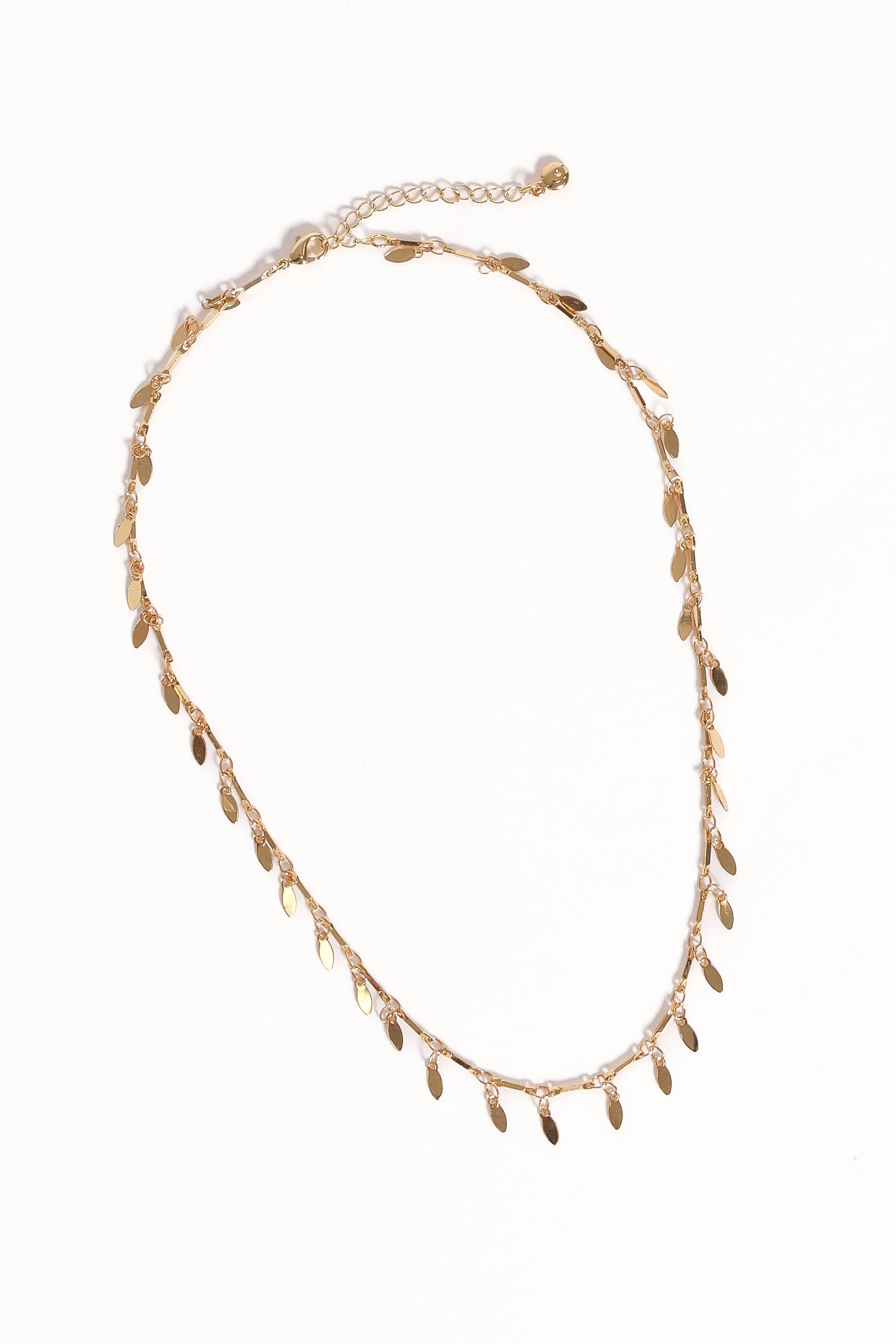 Gold Plated Martha Leaf Necklace - Elegant 46cm Chain