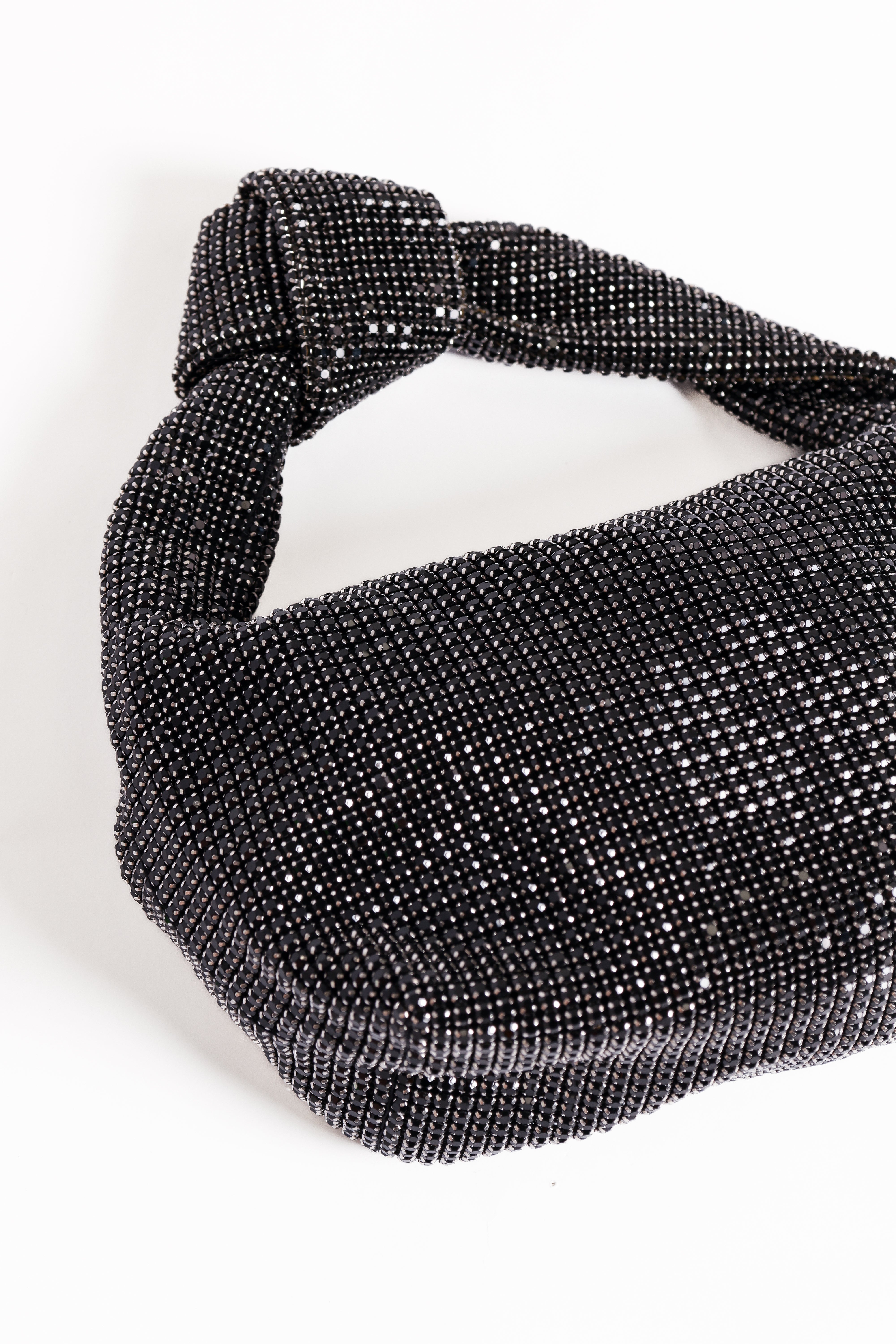 Winona Black Rhinestone Embellished Handbag with Silver Hardware