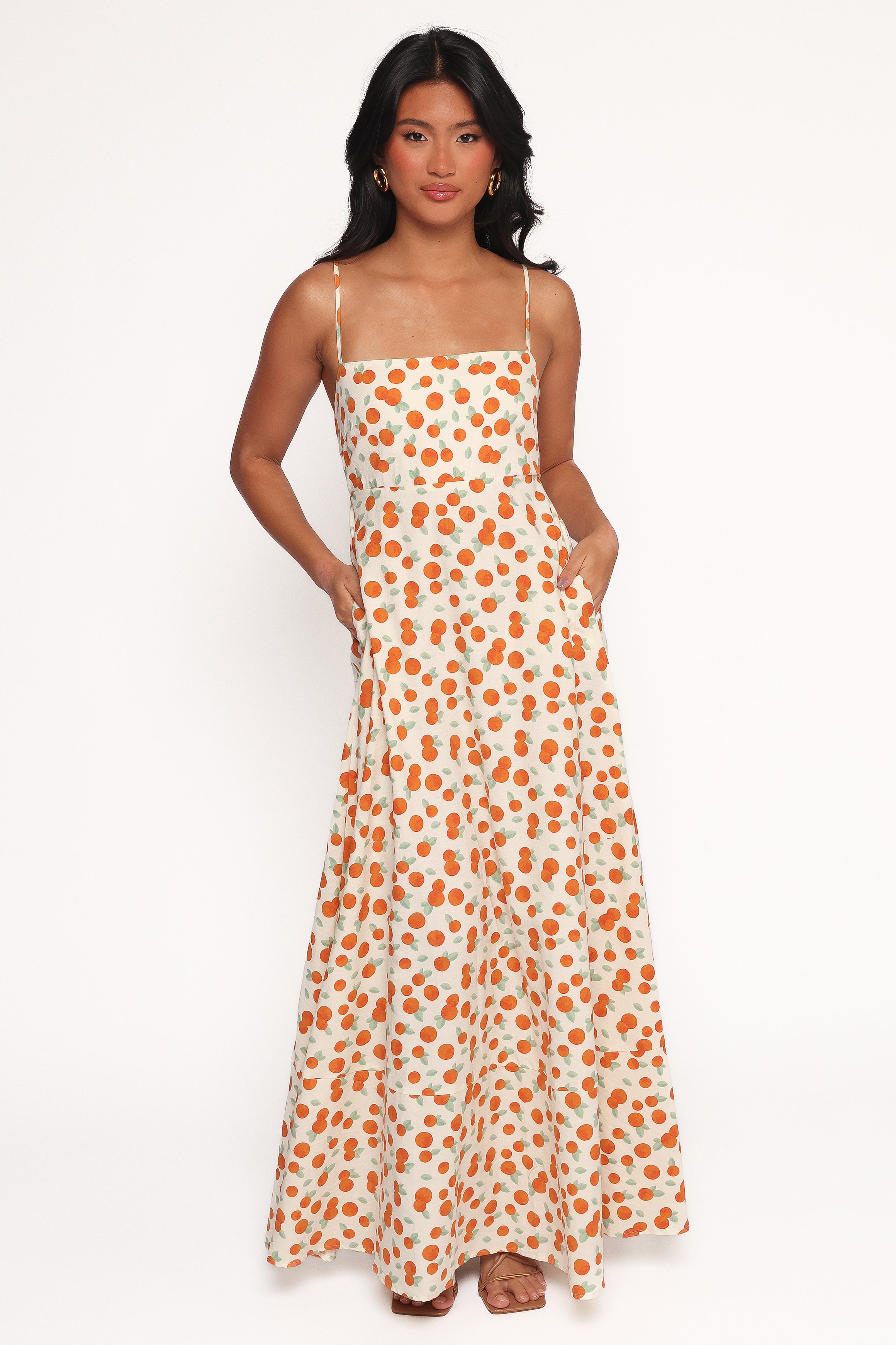 Leah Cotton Maxi Dress with Pockets & Adjustable Straps