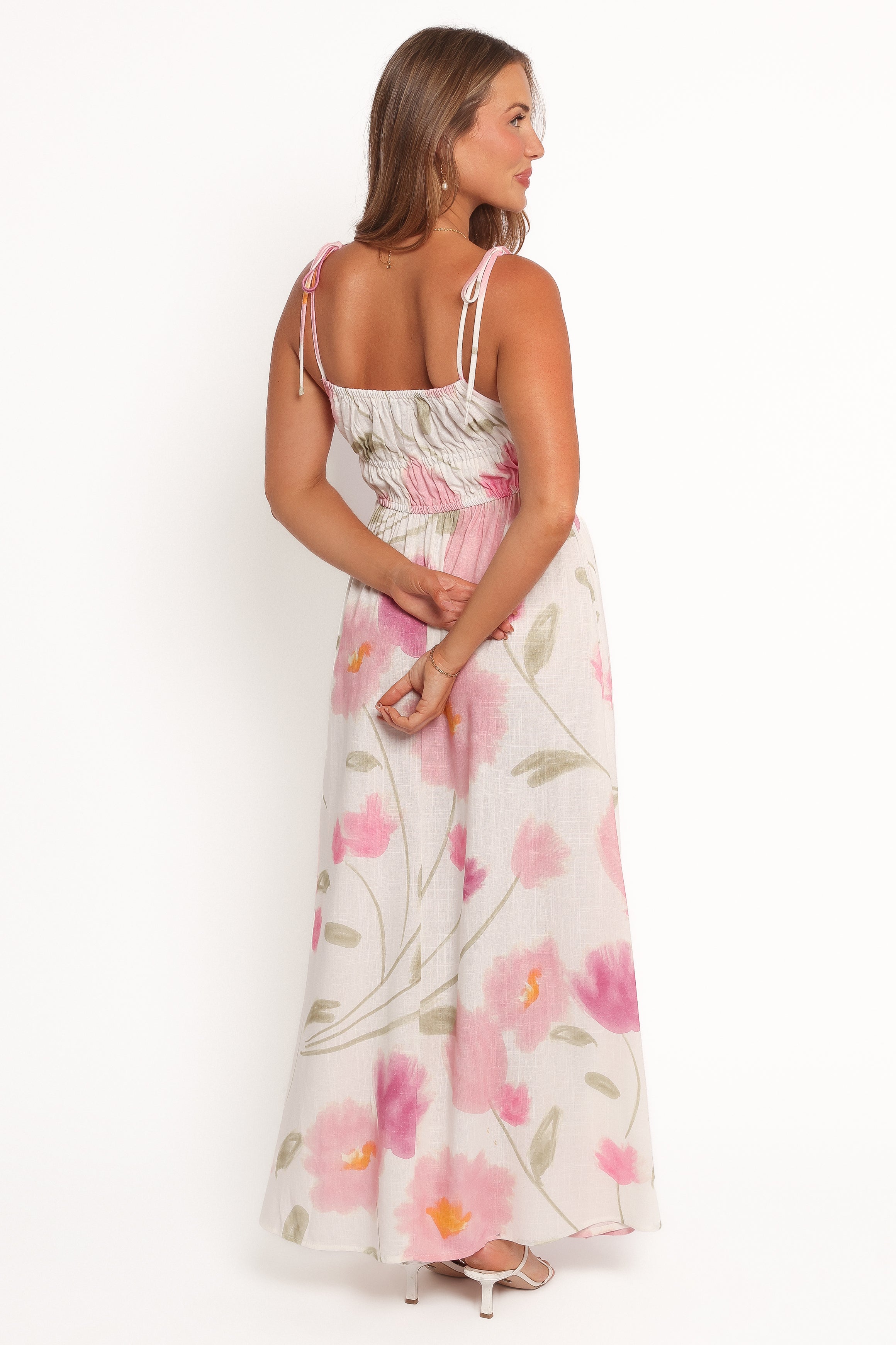 Nerys Floral Maxi Dress with Square Neckline & Tie Straps