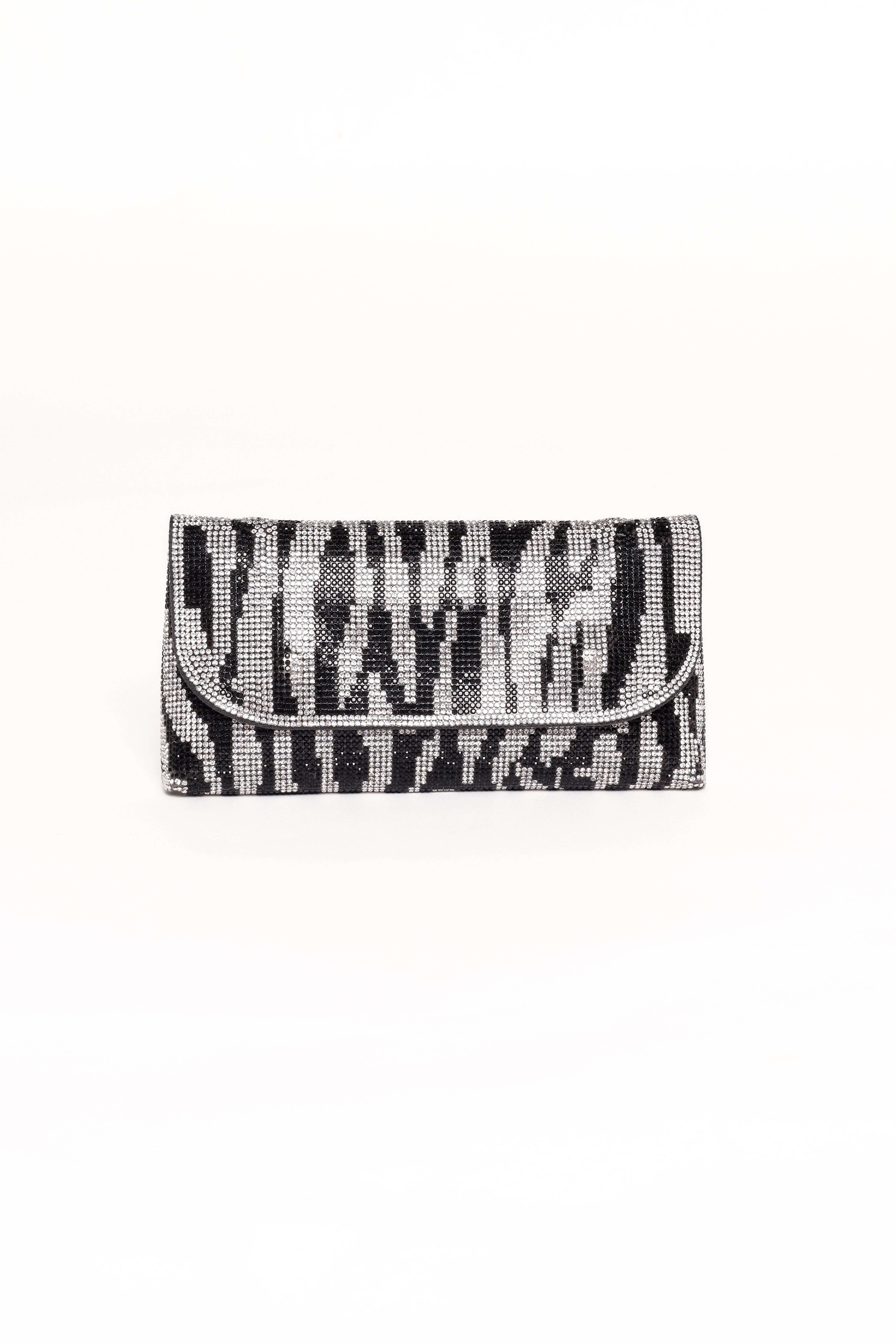 Zara Zebra Print Embellished Crossbody Bag with Silver Hardware