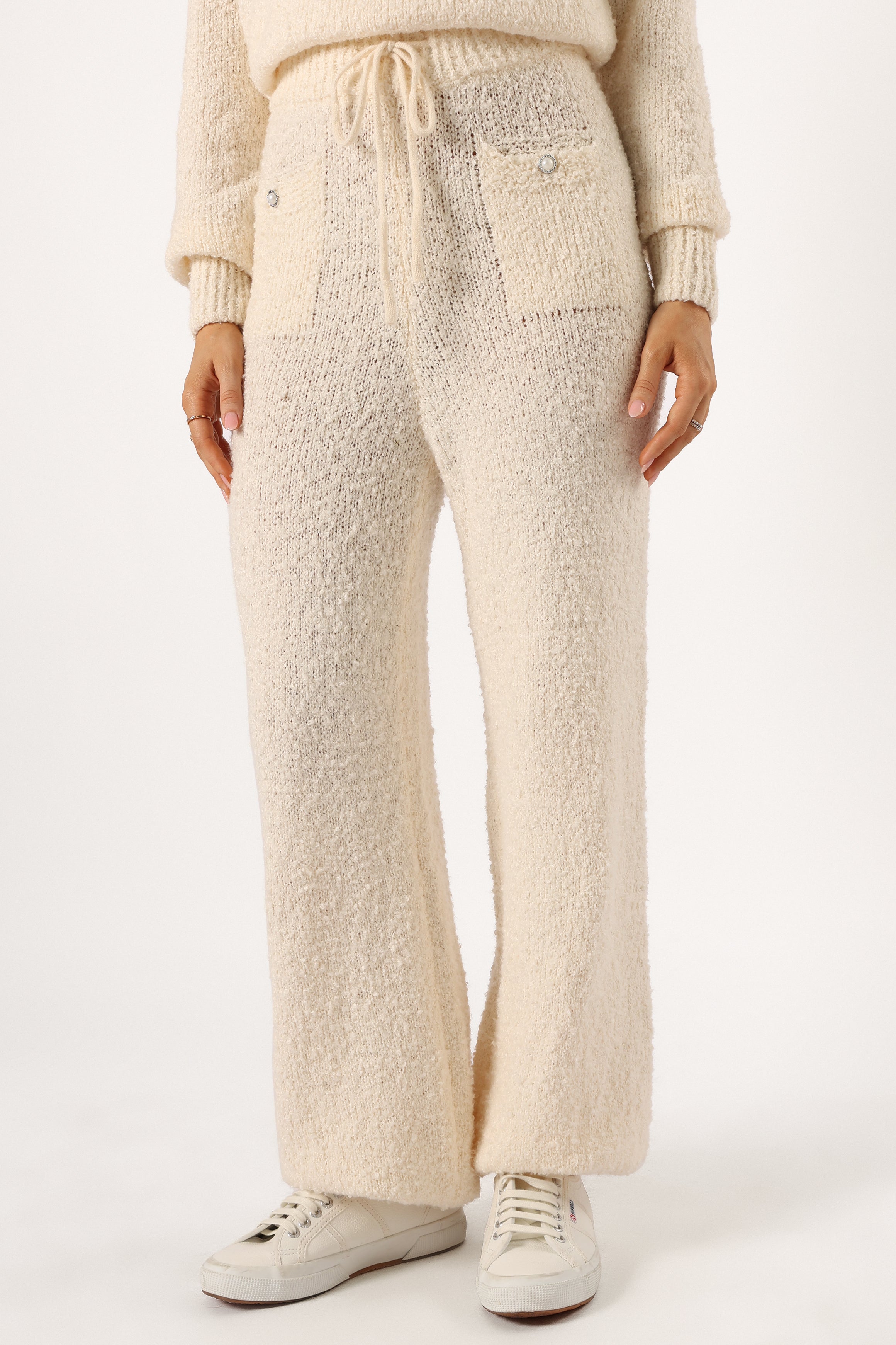 Victoria Knitted Sweater & Pants Set - Cream Loungewear