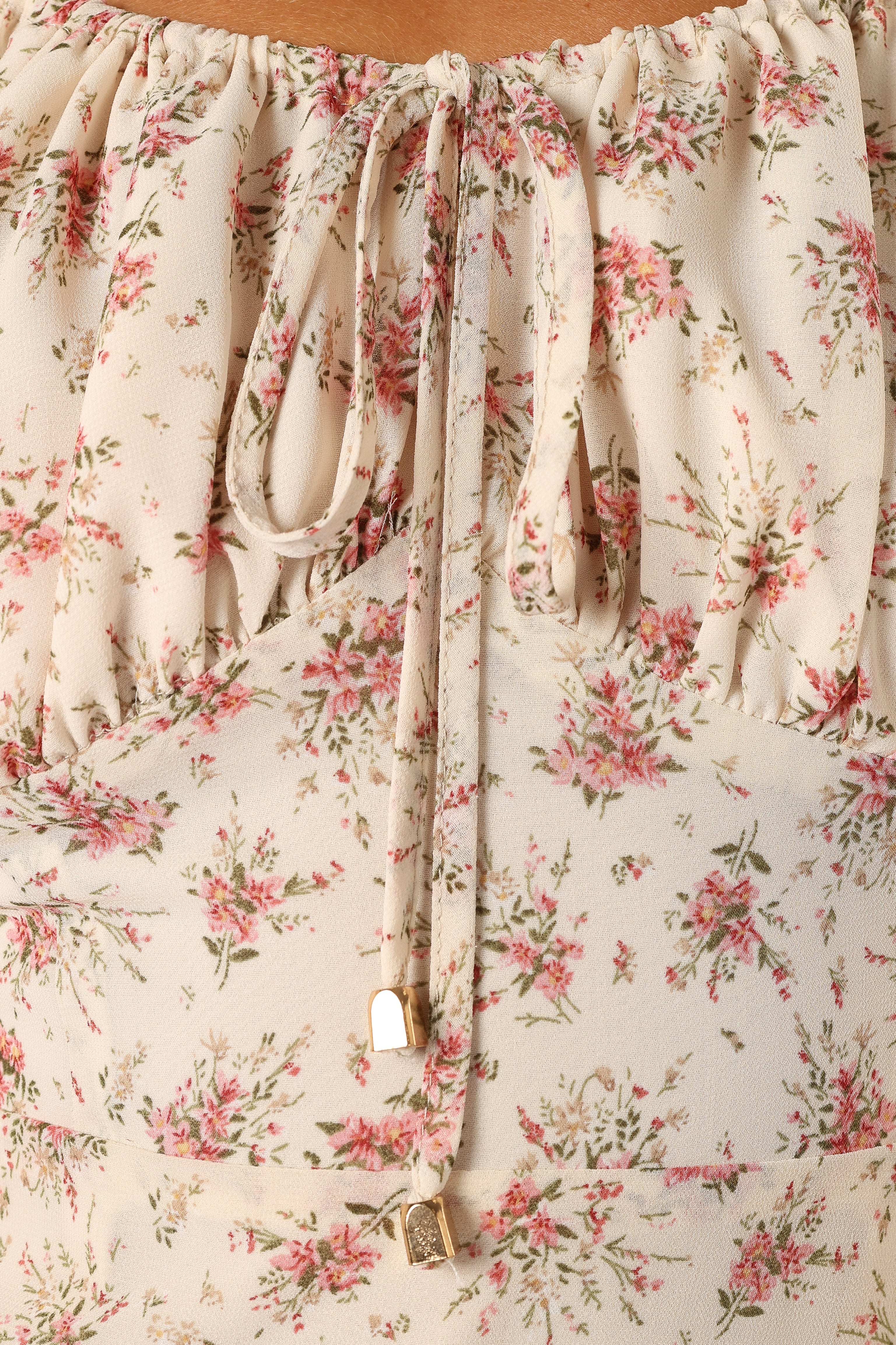 Cream Square Neck Long Sleeve Mini Dress - Ollive Boho Floral