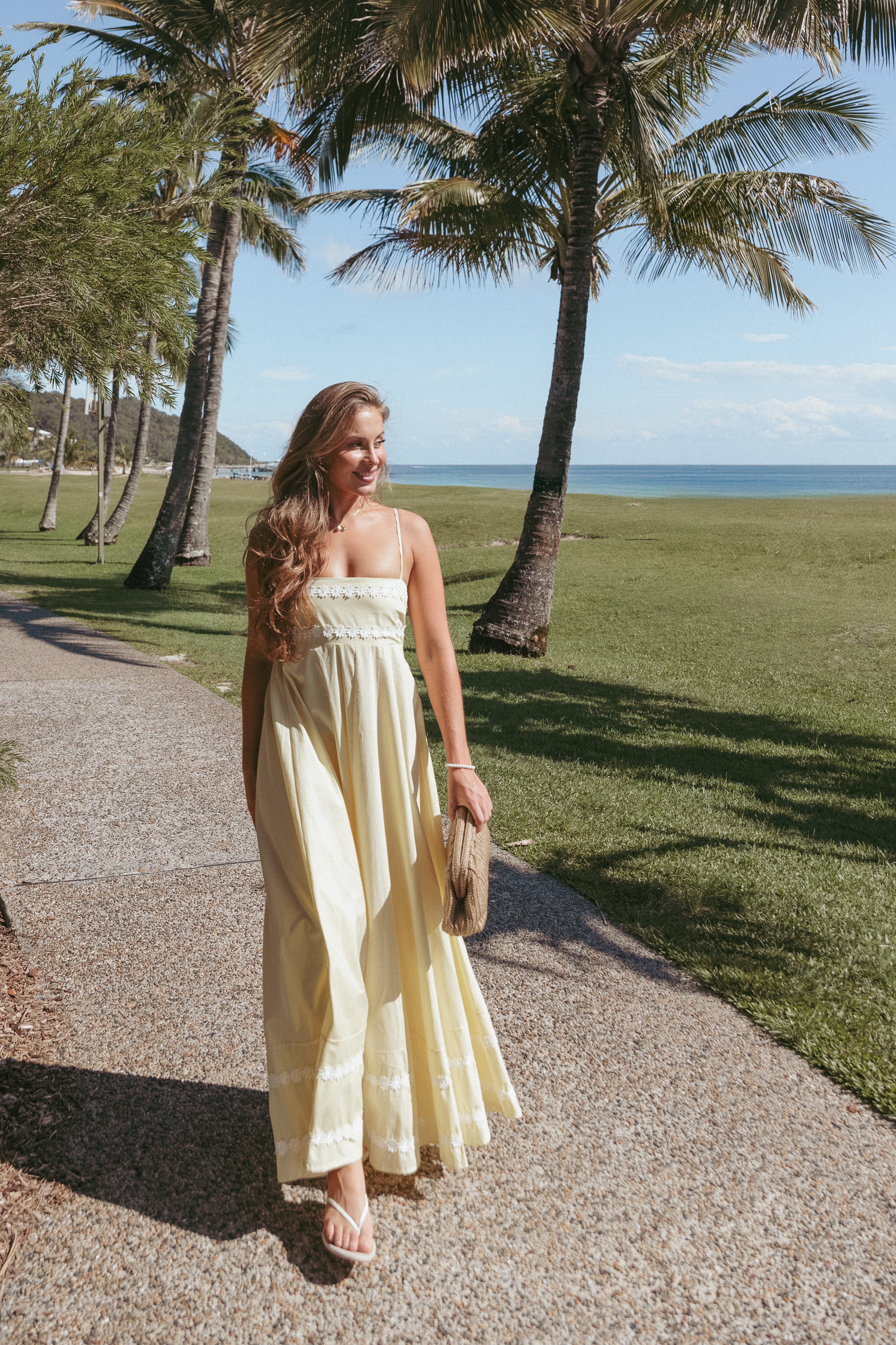 Yellow Runa Maxi Dress with Square Neckline & Adjustable Straps