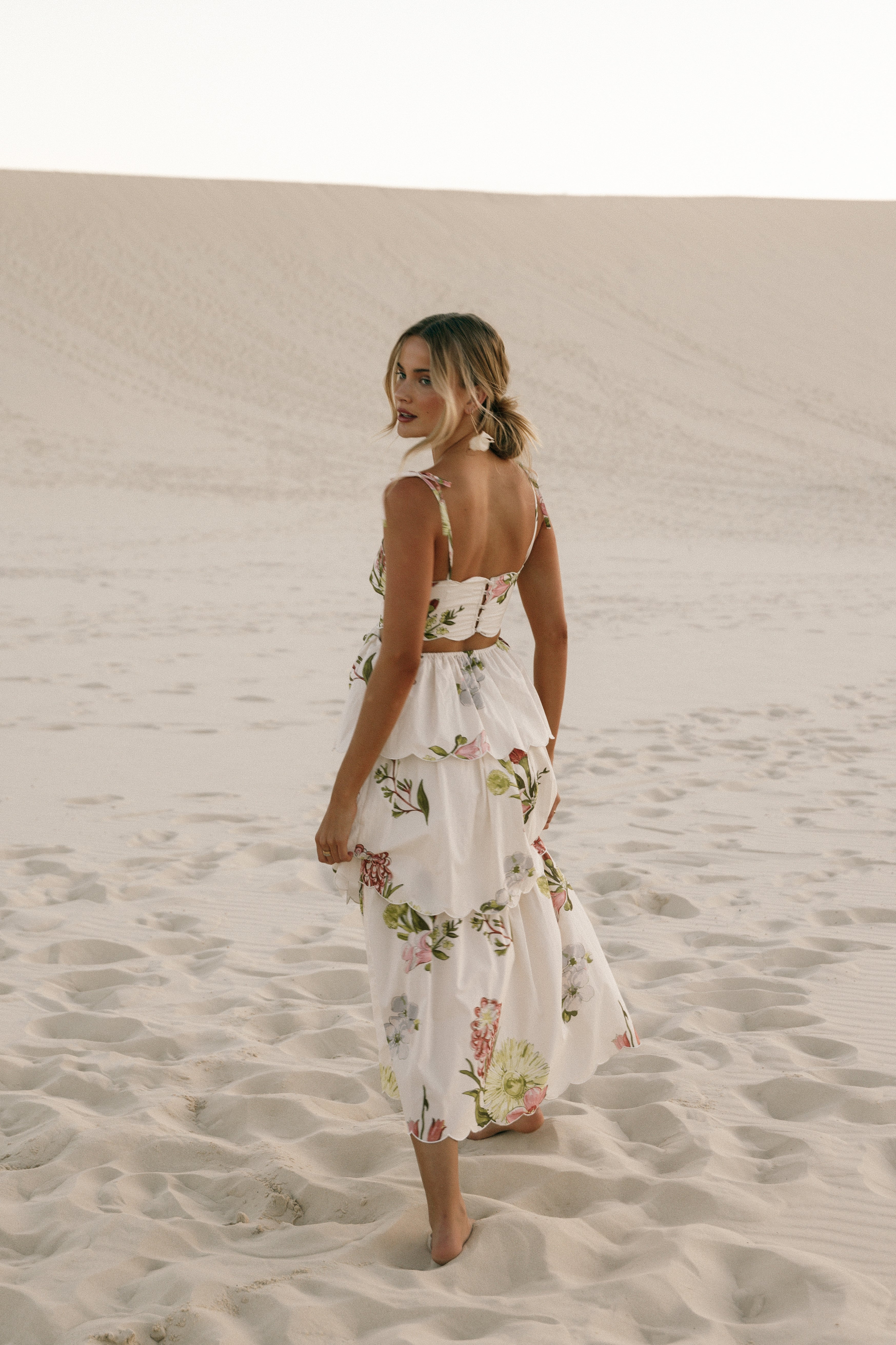 Floral Maxi Dress with Side Cutouts & Adjustable Straps - Adelaide