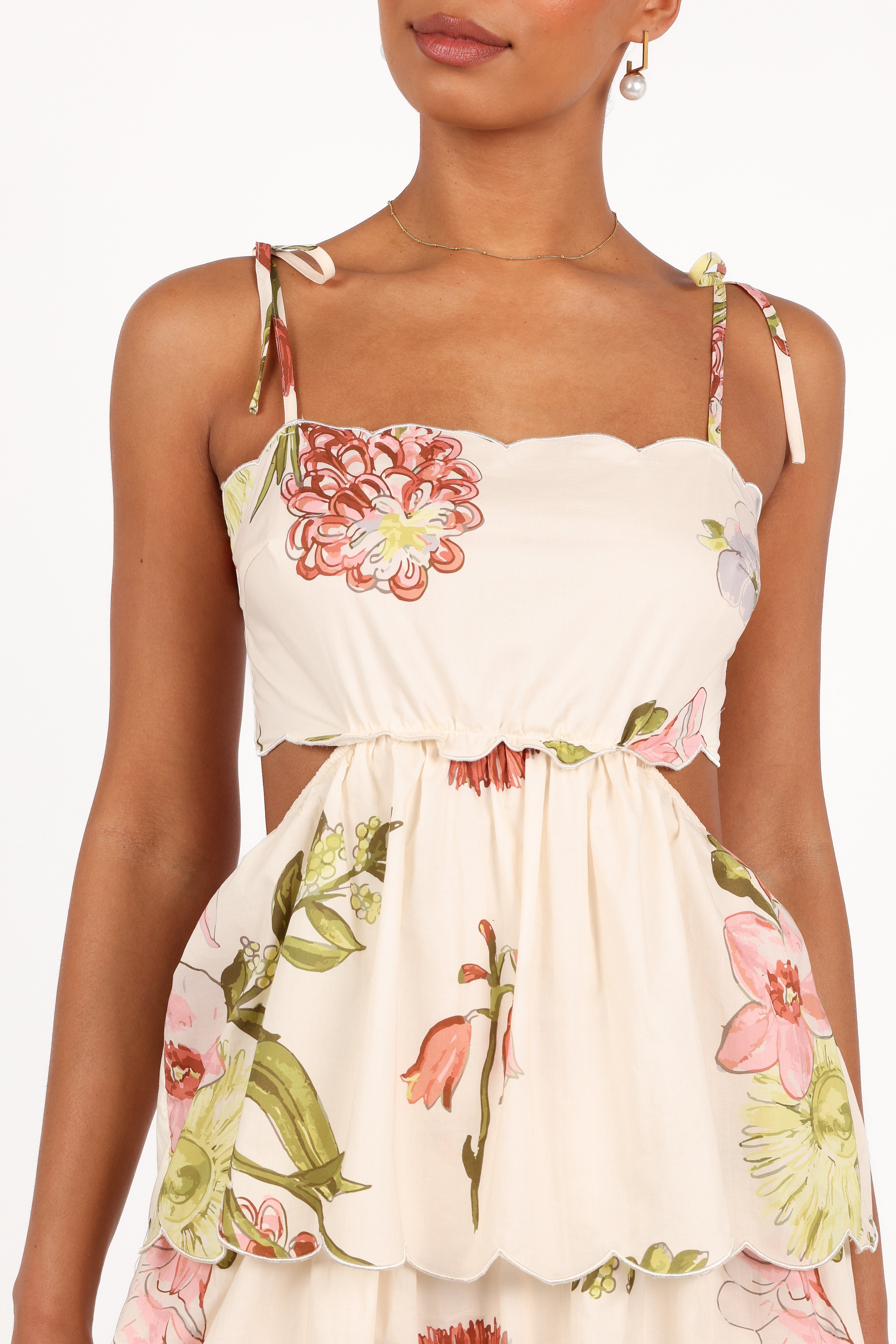 Floral Maxi Dress with Side Cutouts & Adjustable Straps - Adelaide