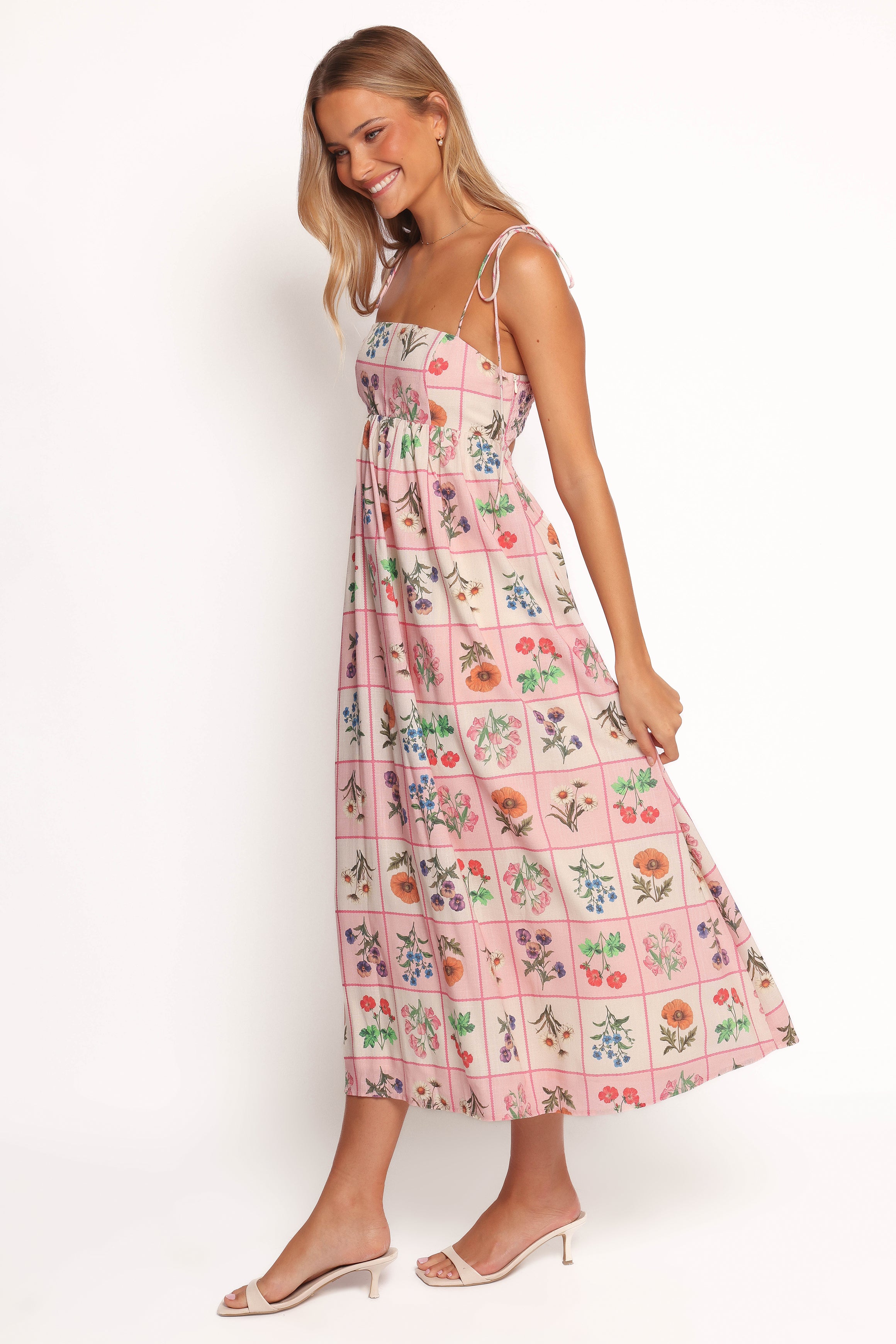 Simona Floral Maxi Dress with Pockets - Pink Tile Print