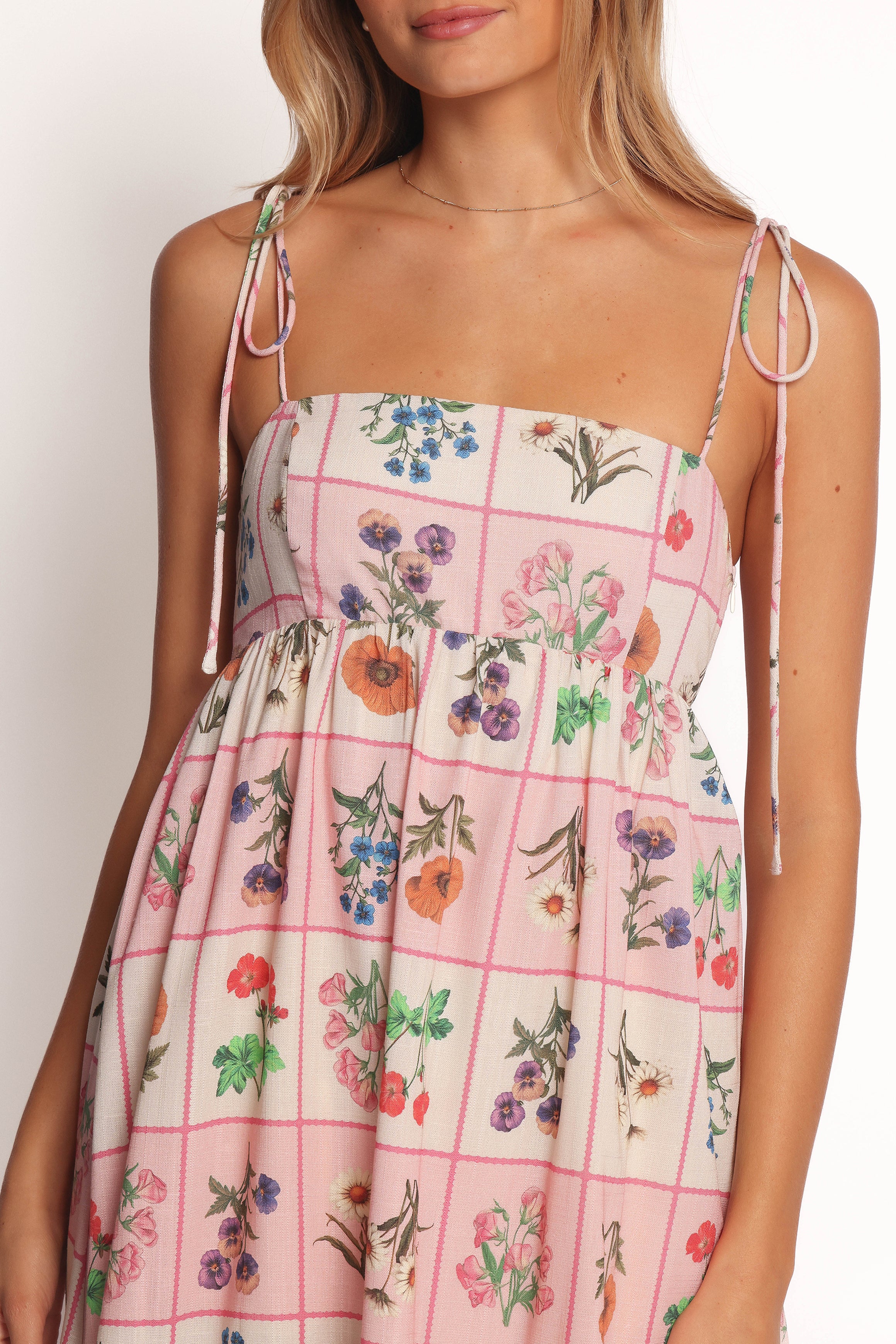 Simona Floral Maxi Dress with Pockets - Pink Tile Print