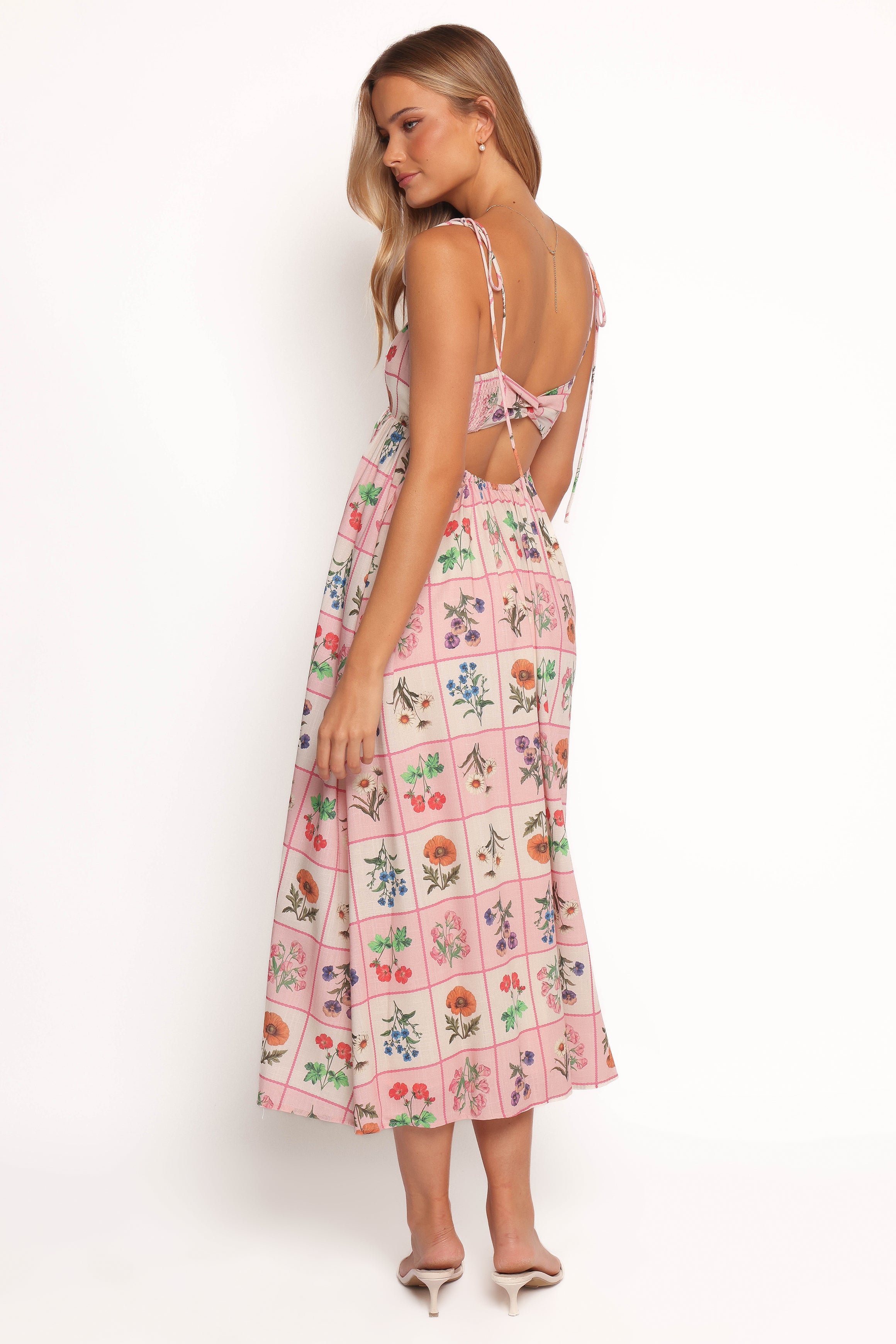 Simona Floral Maxi Dress with Pockets - Pink Tile Print