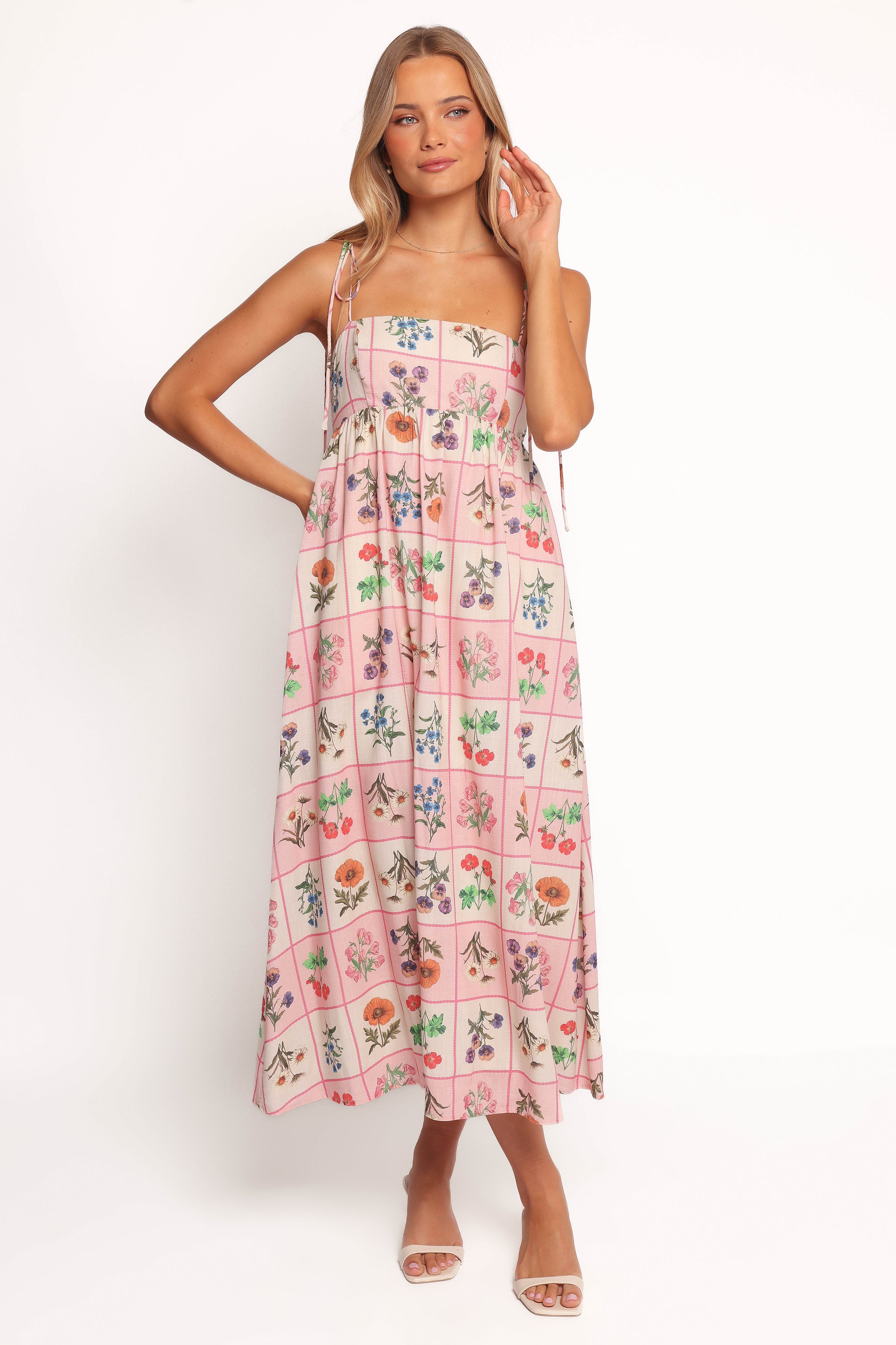 Simona Floral Maxi Dress with Pockets - Pink Tile Print