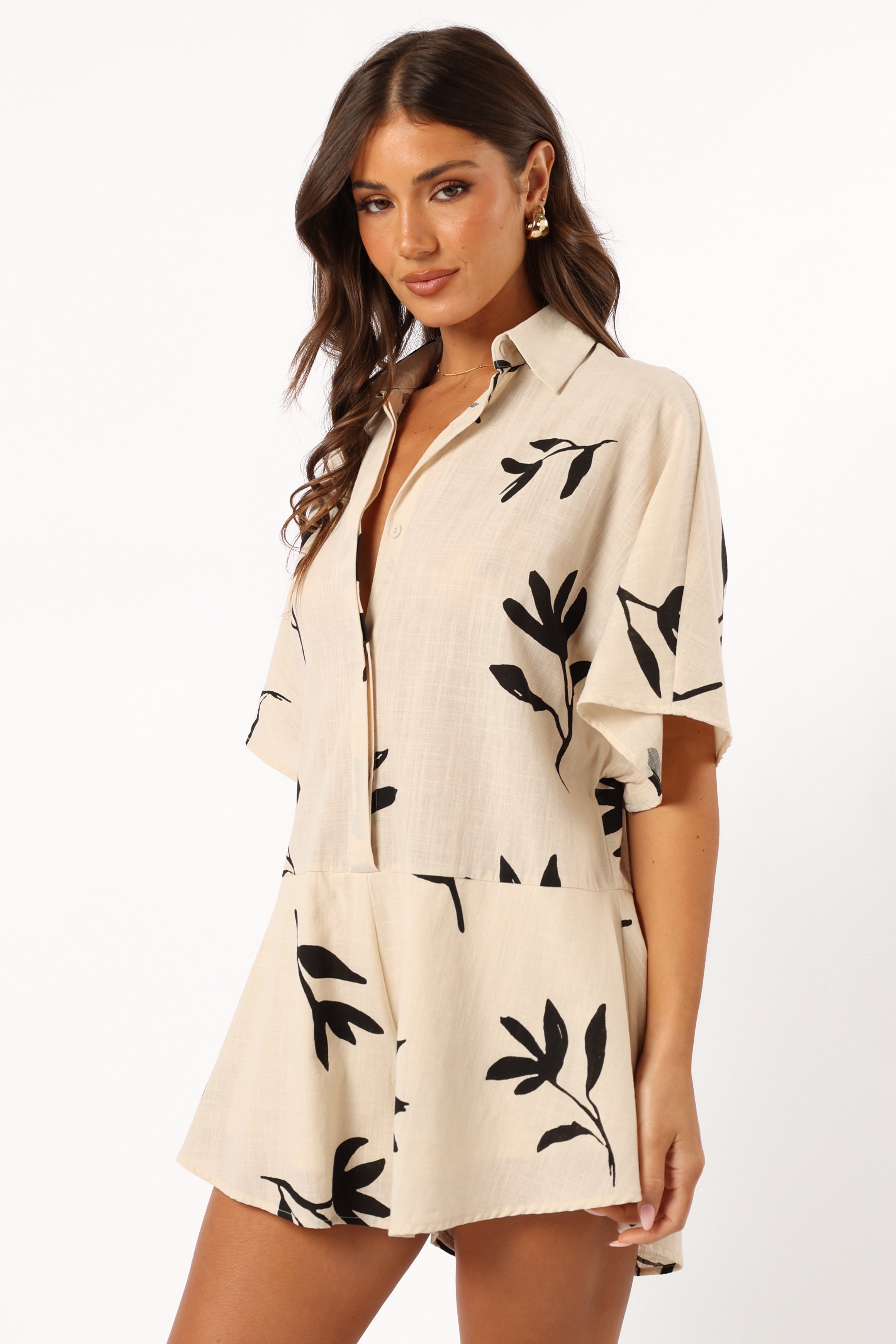 Sebastian Women's White Black Print Cotton Romper