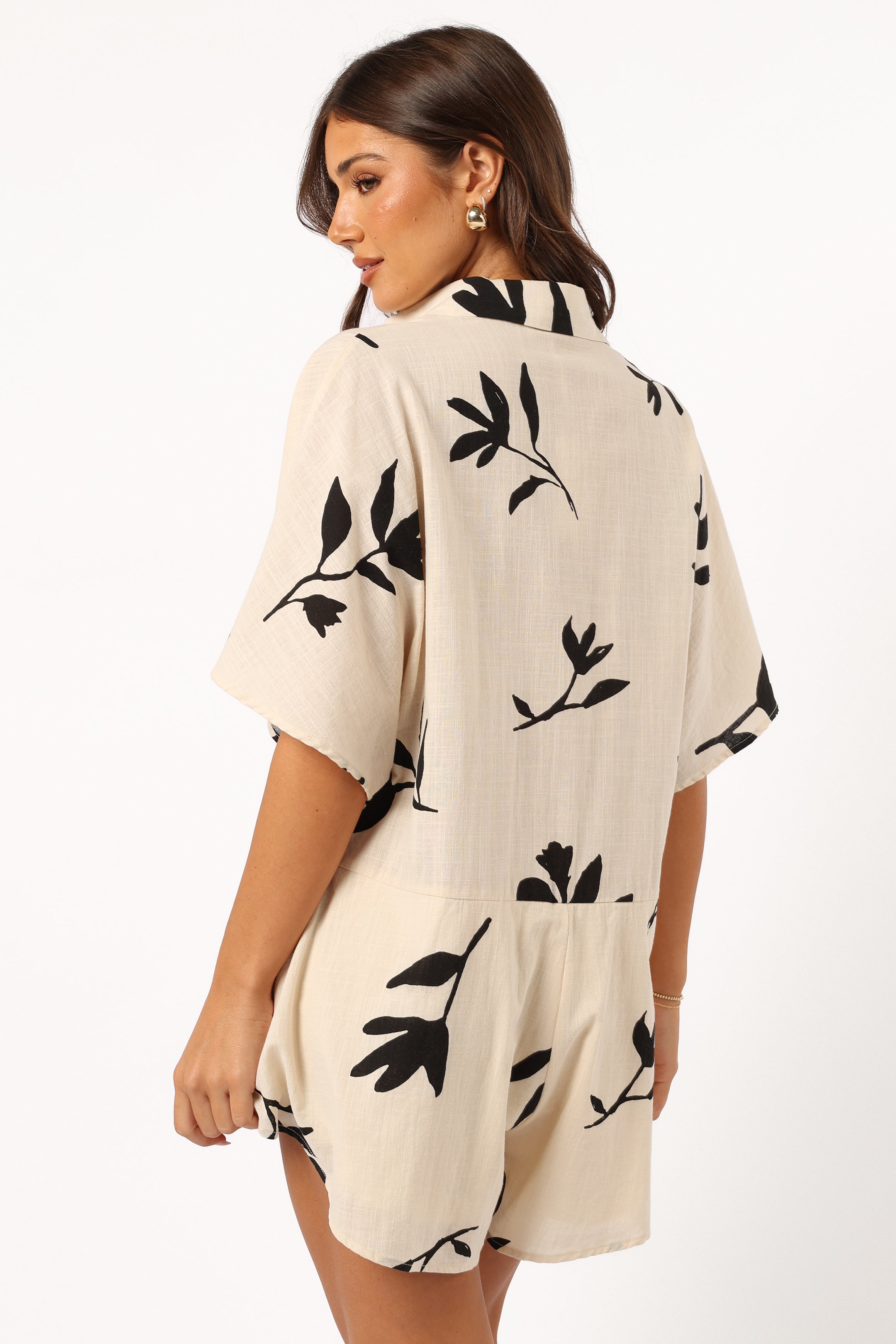 Sebastian Women's White Black Print Cotton Romper