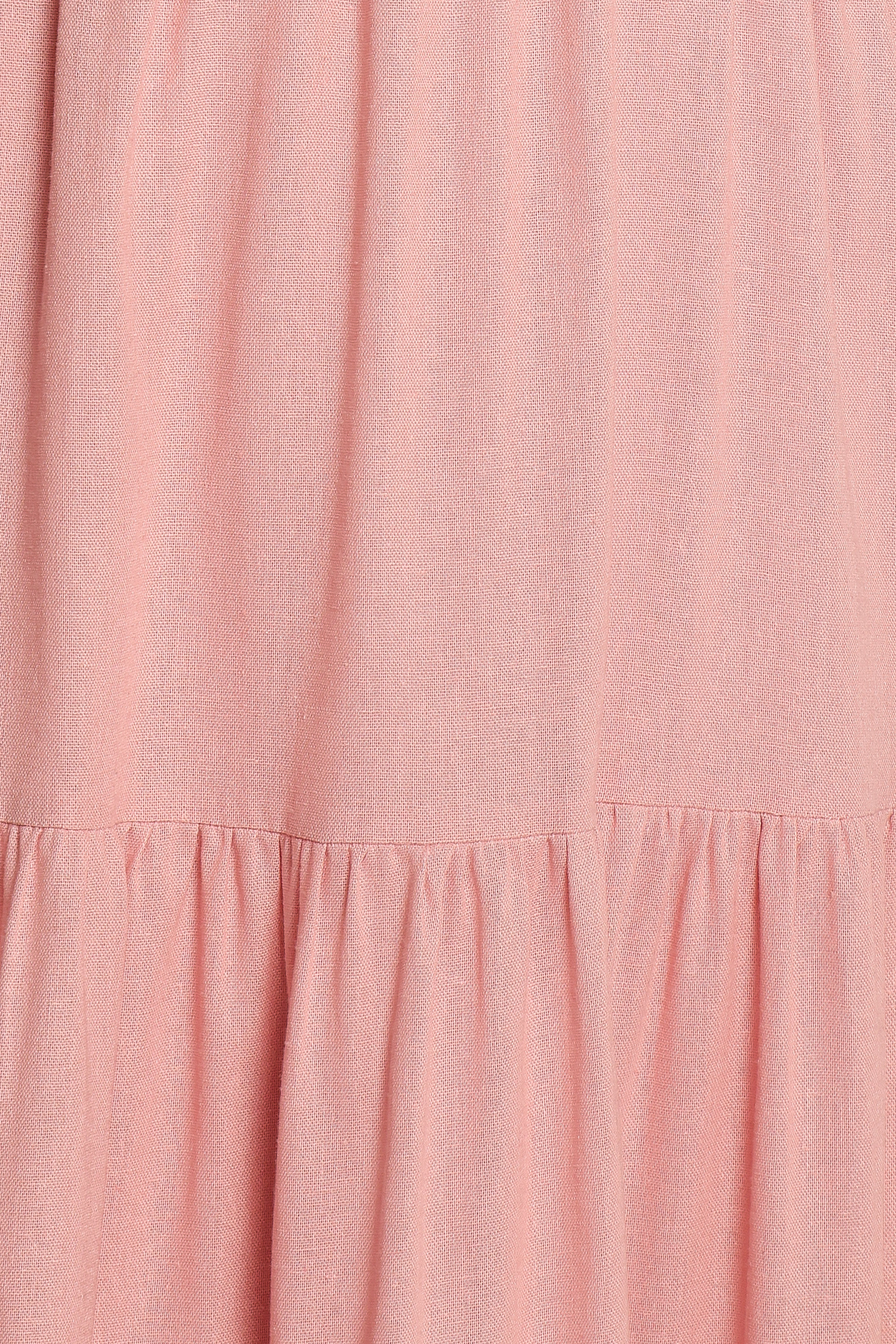 Boho Pink Susie Maxi Dress with V Neck & Ruffle Edging