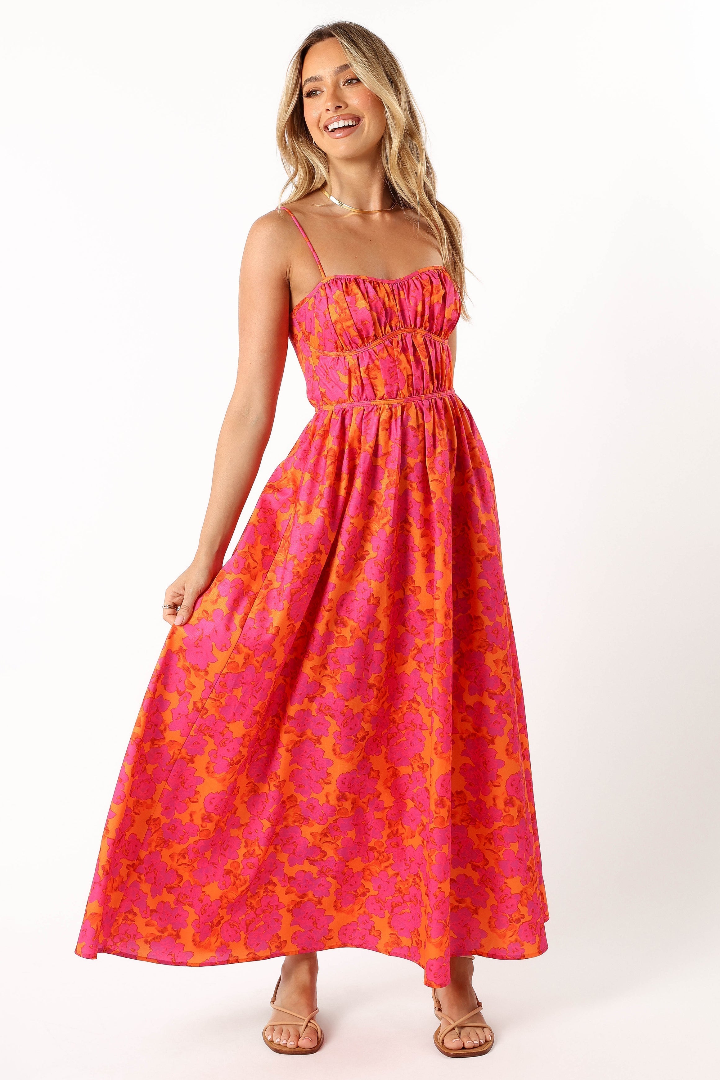 Floral A-Line Midi Dress with Pockets - Kelani Ambrosia