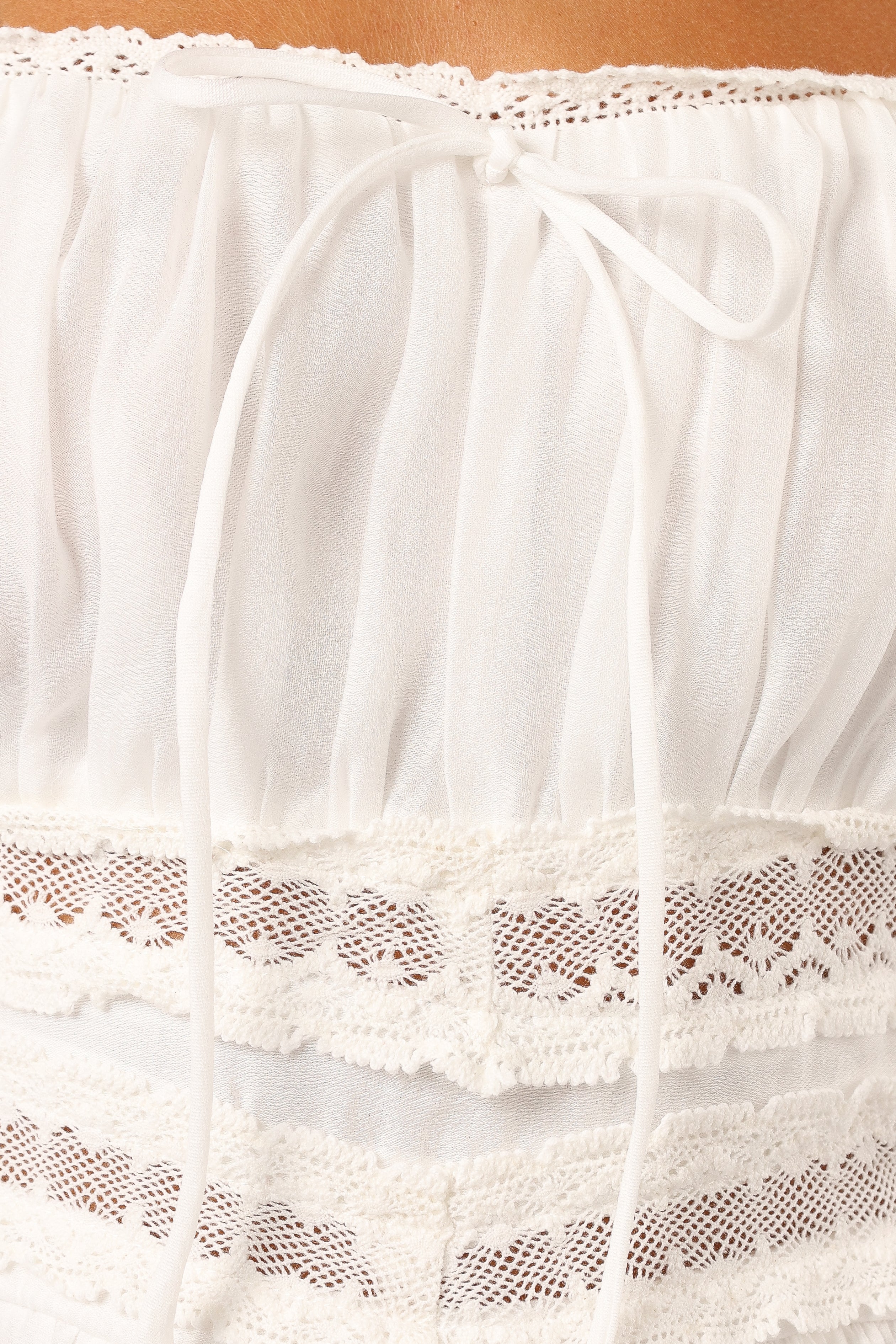 Keely Square Neck Mini Dress with Bust Tie - Off White