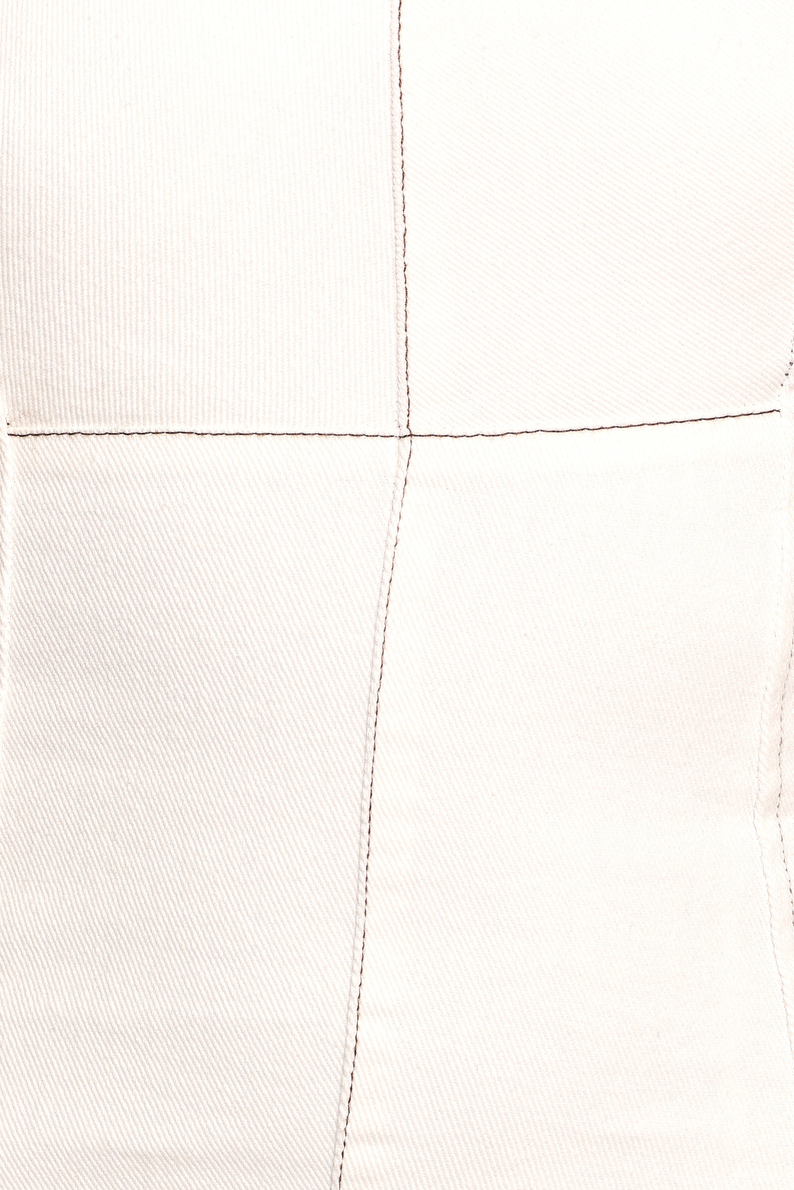White Denim Isley Mini Dress with Square Neckline & Contrast Stitching