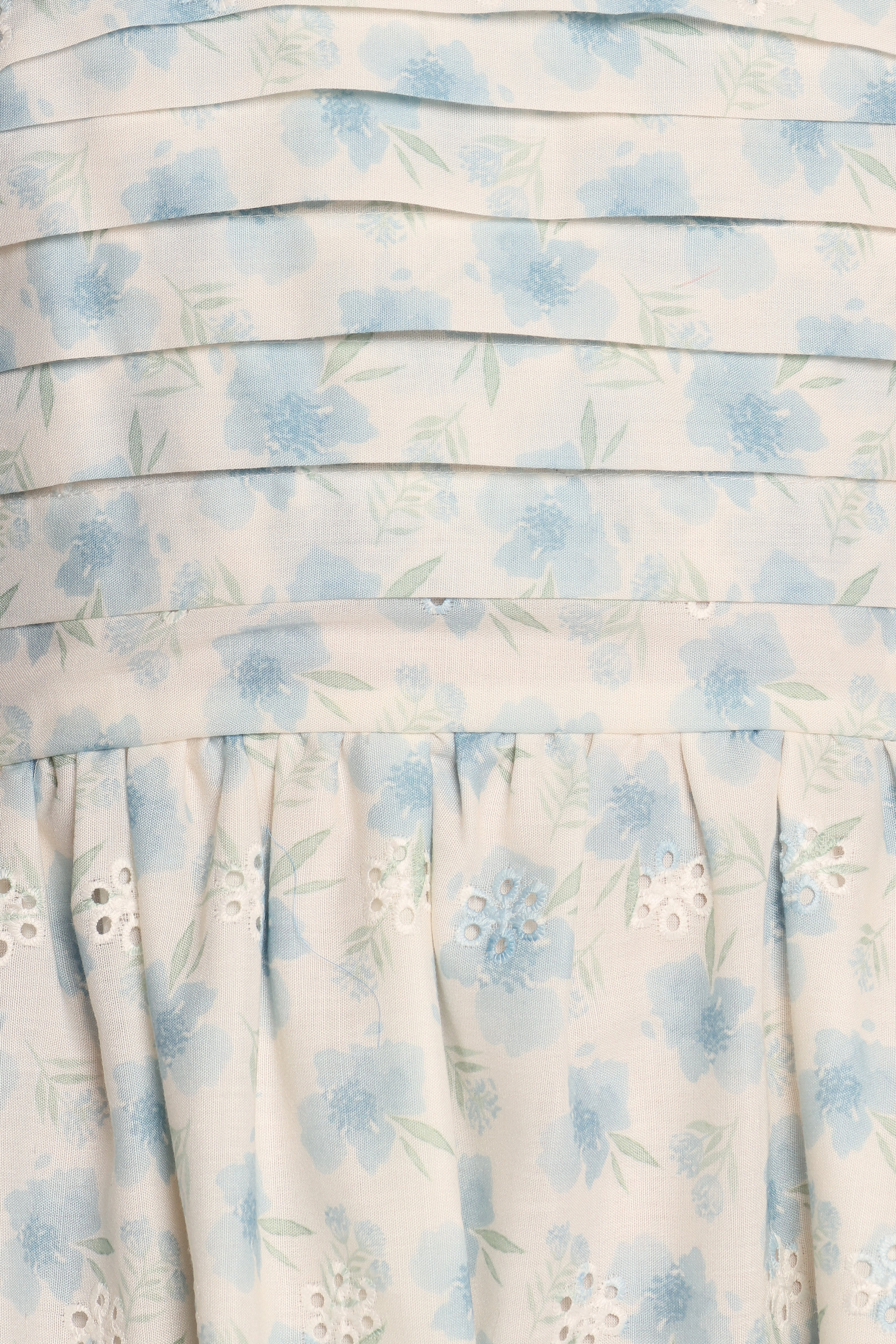 Blue Floral Midi Dress with Square Neckline – Lisette Cotton Lined