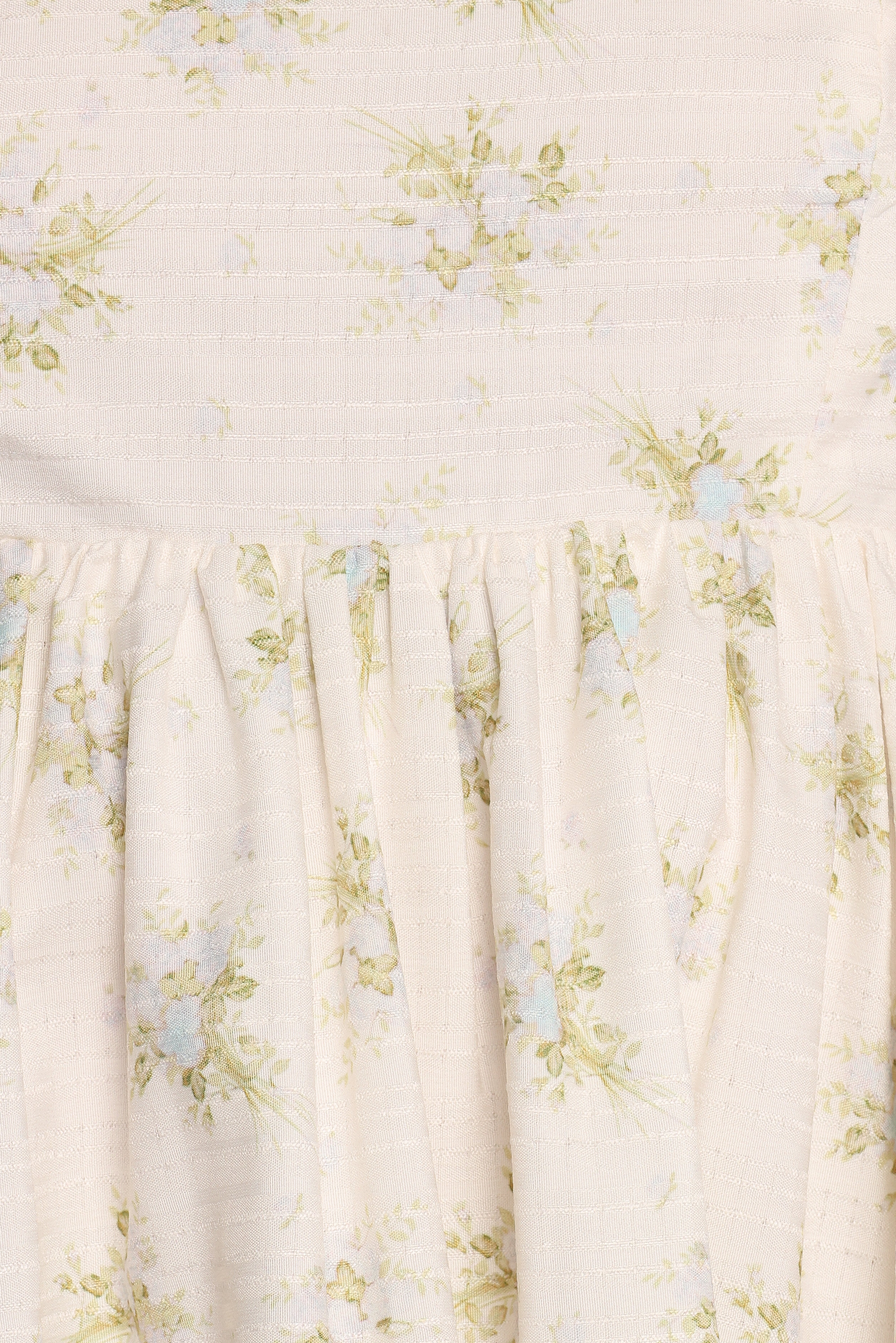 Indira Floral Mini Dress with Square Neckline - Ivory Blue