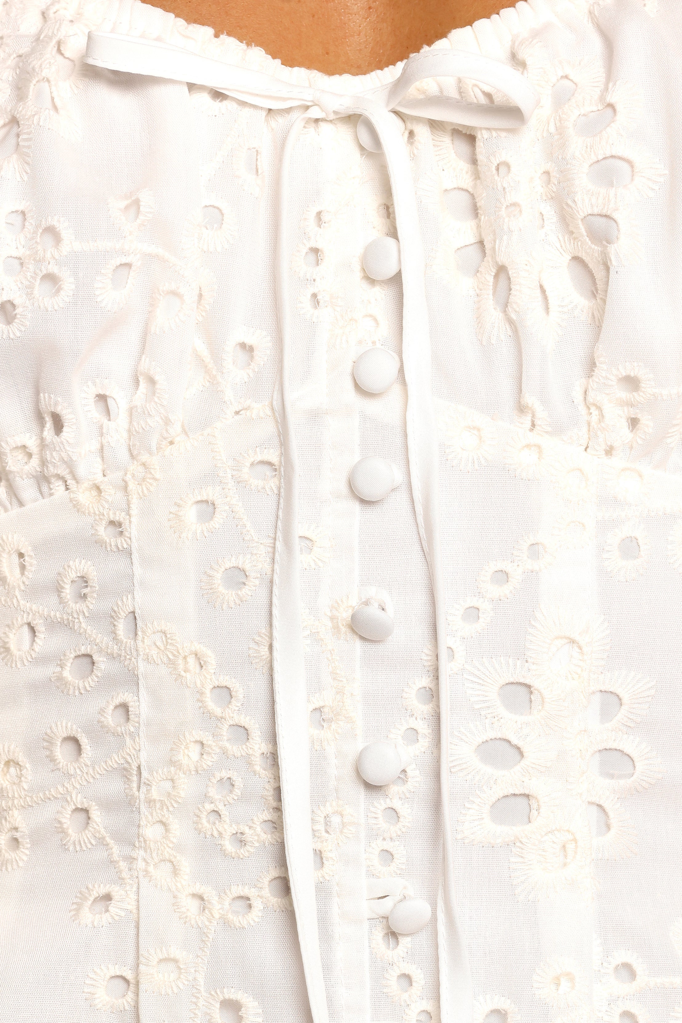 Floral Mini Dress with Sweetheart Neckline - Solenne Ivory