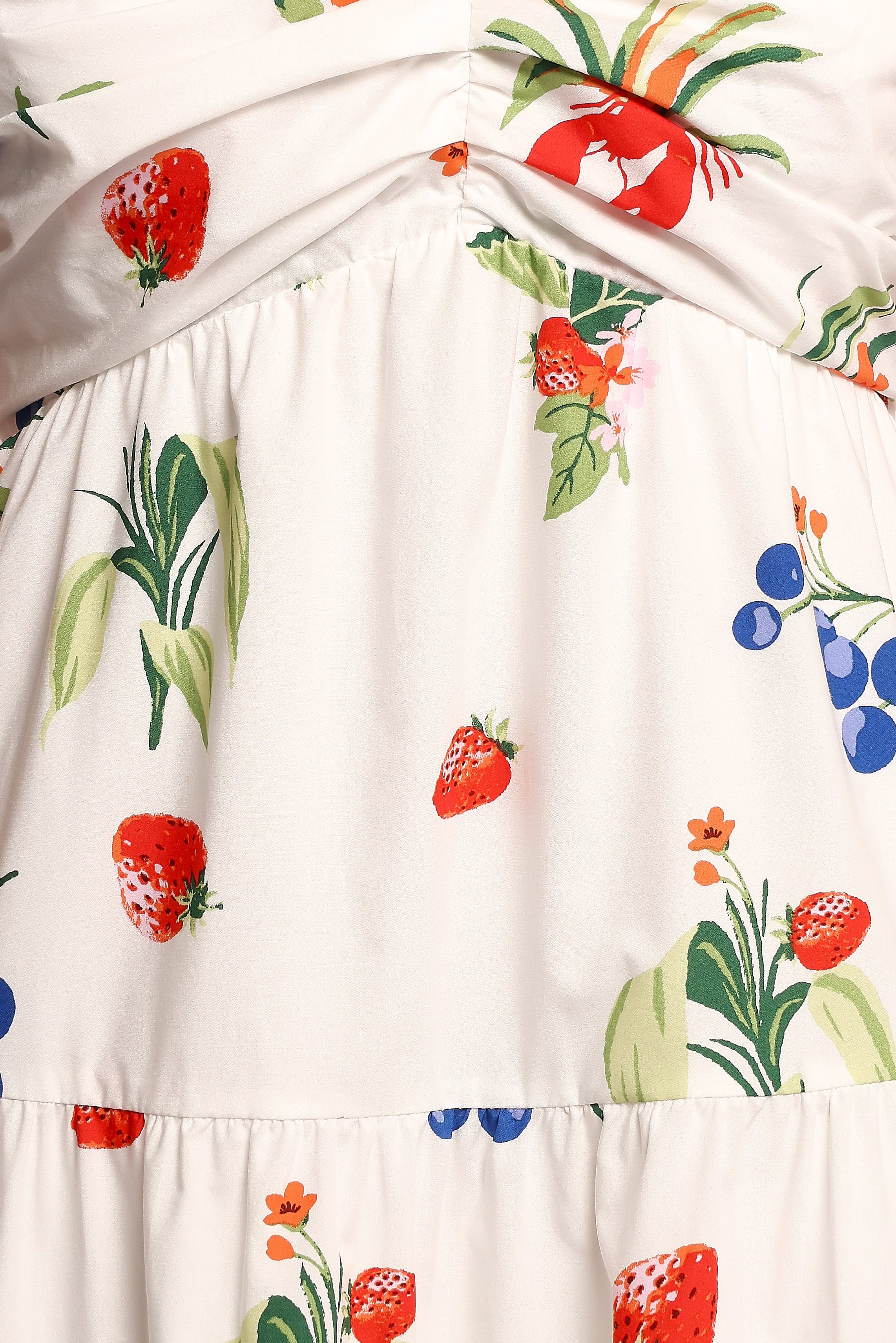 Valerie Cotton Maxi Dress with Fruit Print - Off White & Red