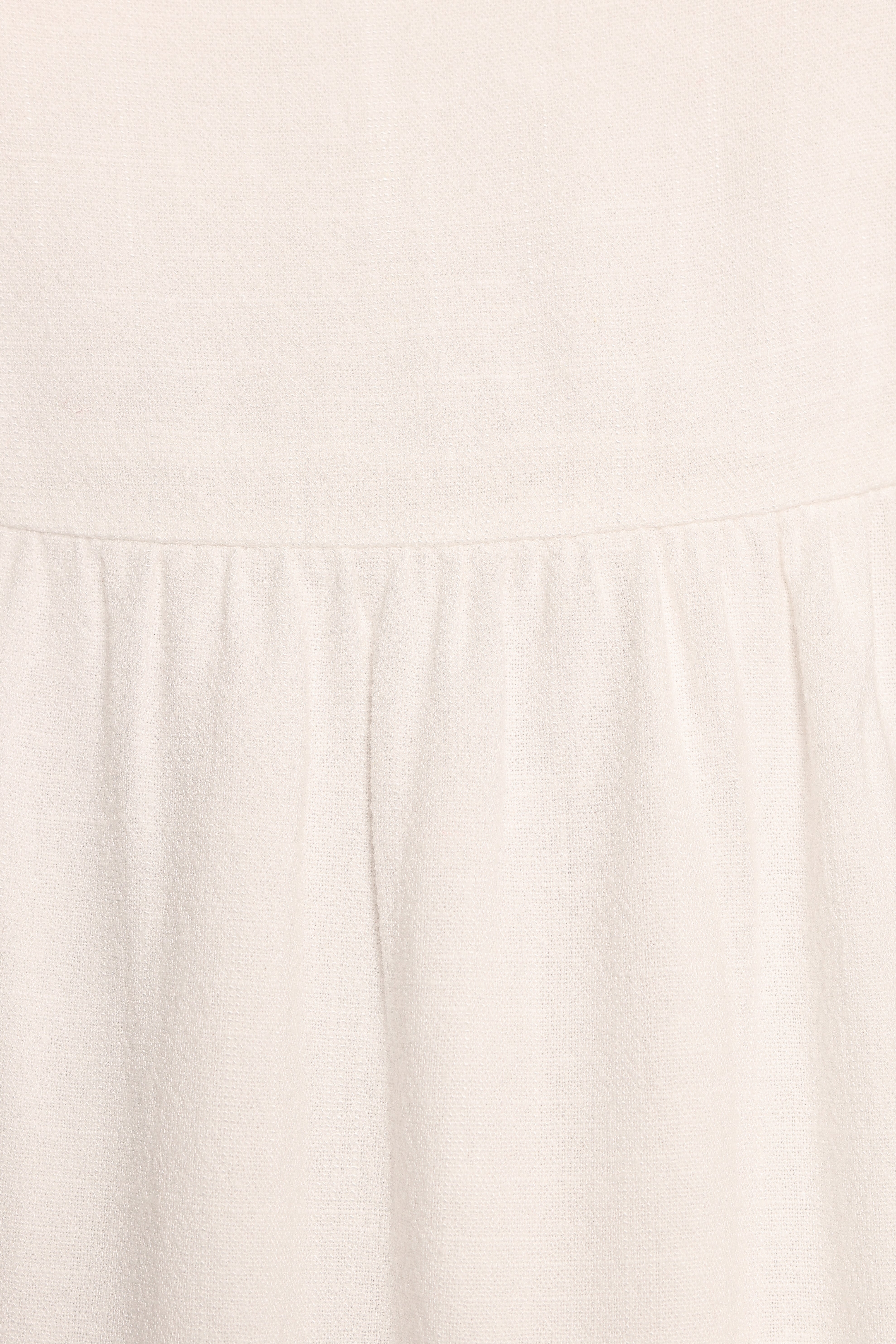 White Linen Midi Dress with Ruffle Hem & Pockets - Edison