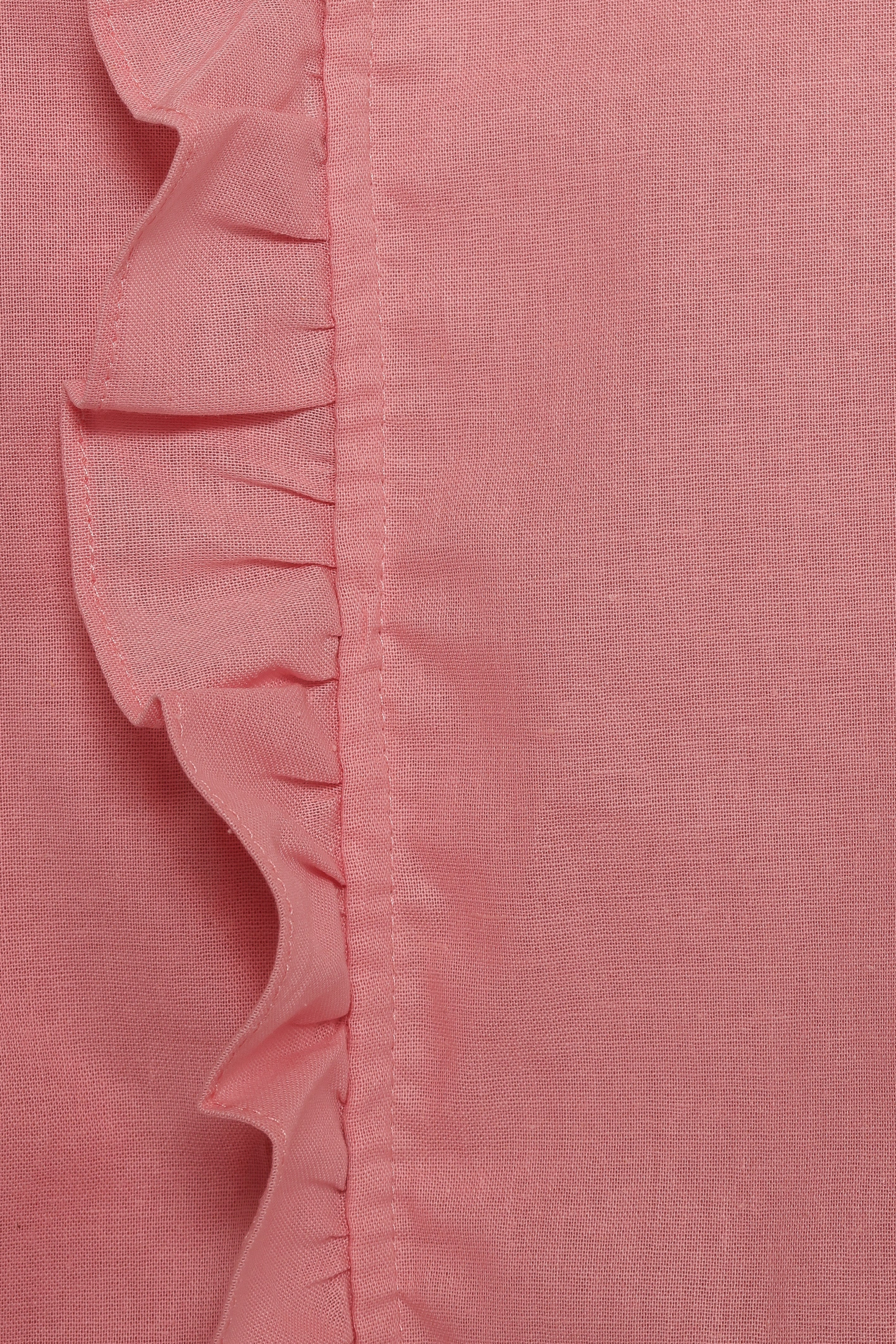 Pale Pink Cassandra Ruffle Mini Dress with Button Front & Pockets