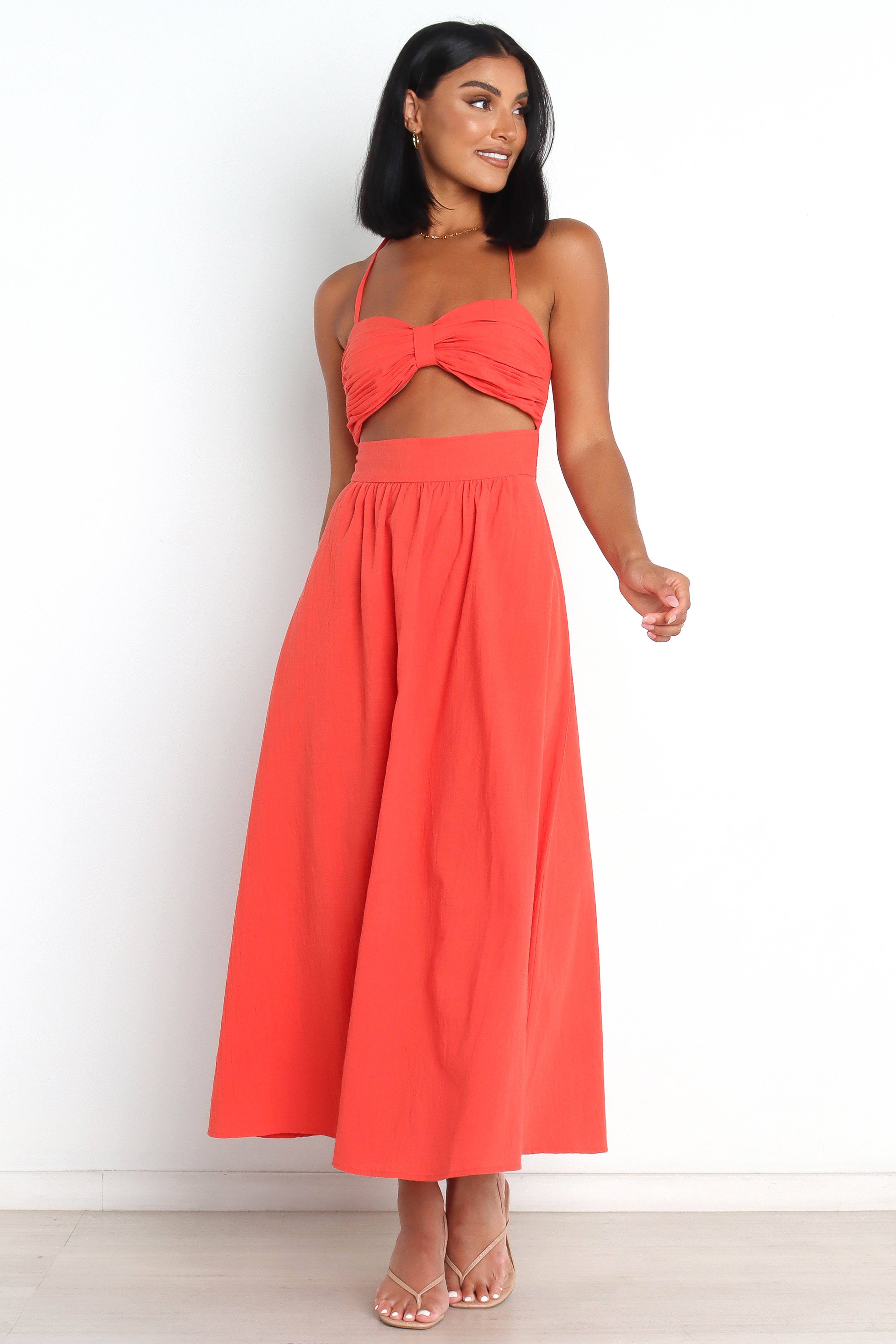 Spice Halter Neck Maxi Dress with Cut Out Detail - 100% Cotton