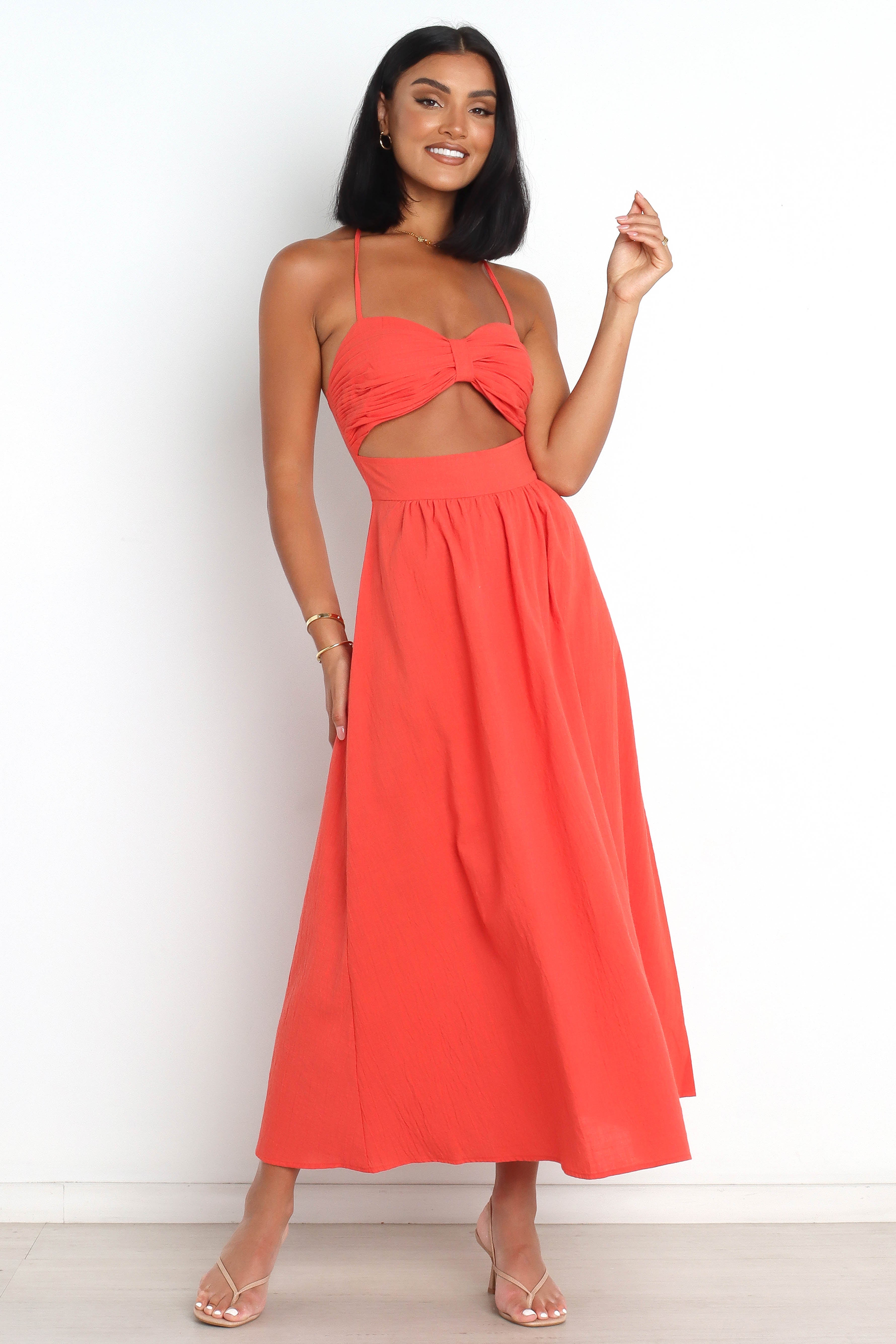 Spice Halter Neck Maxi Dress with Cut Out Detail - 100% Cotton