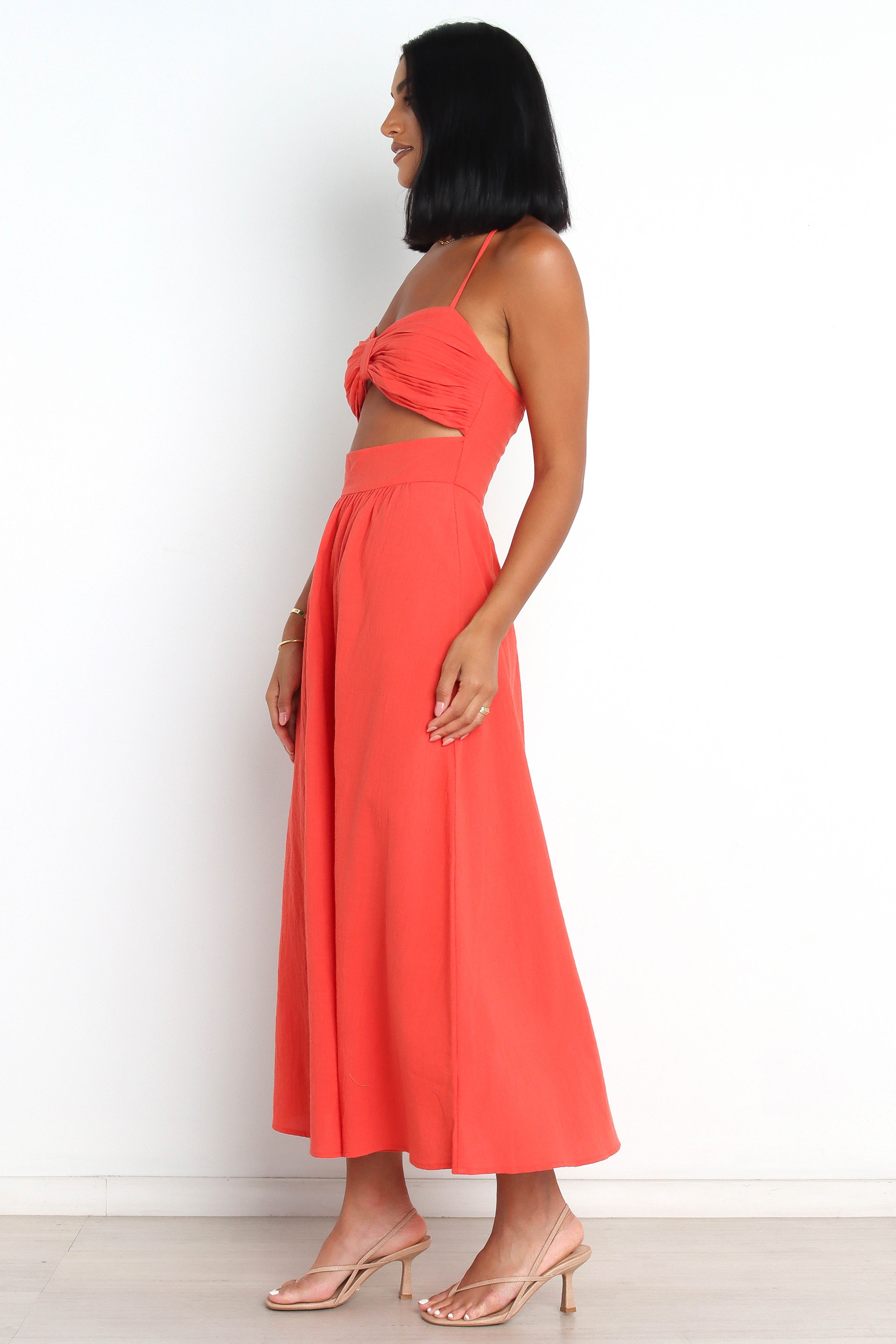 Spice Halter Neck Maxi Dress with Cut Out Detail - 100% Cotton