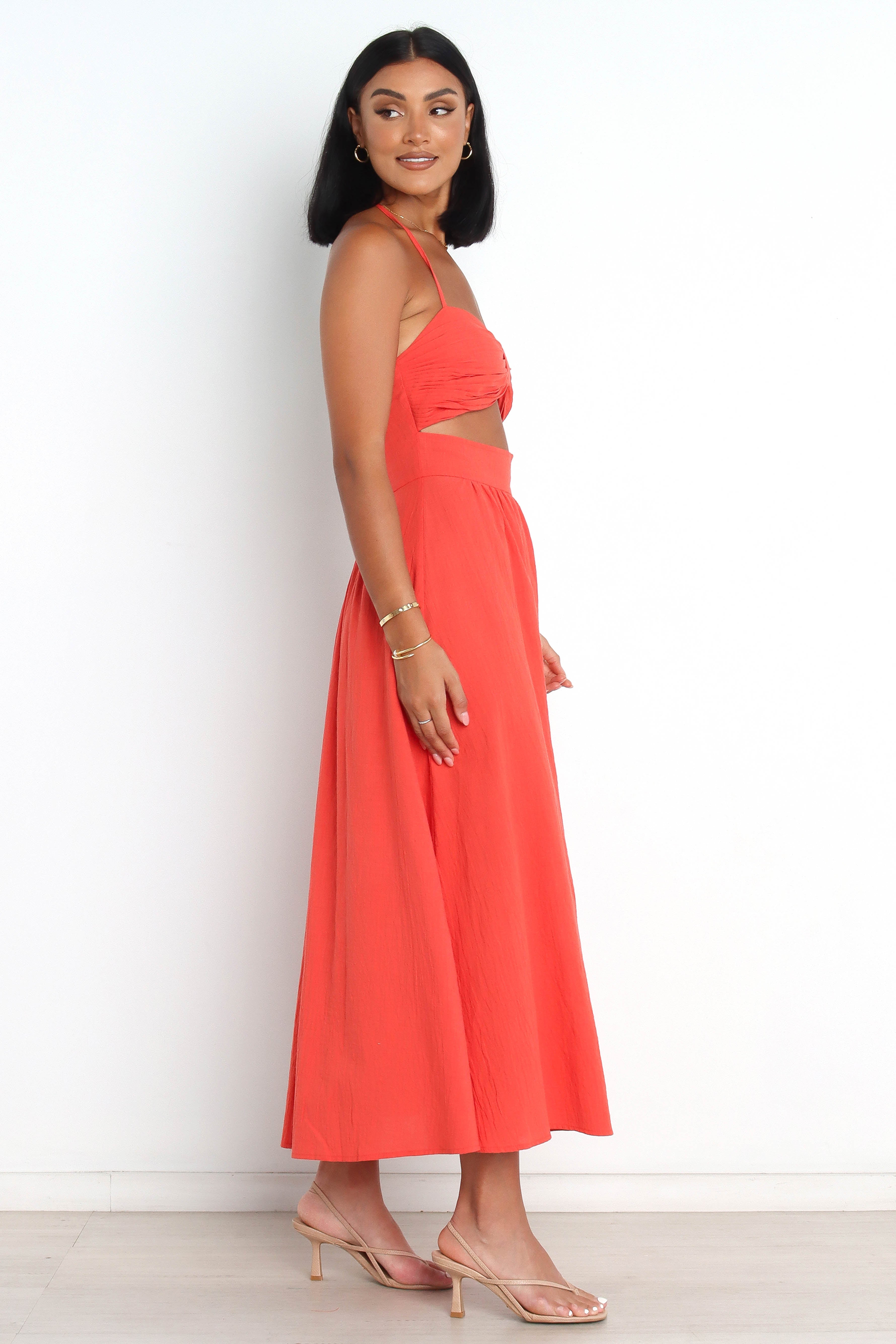 Spice Halter Neck Maxi Dress with Cut Out Detail - 100% Cotton