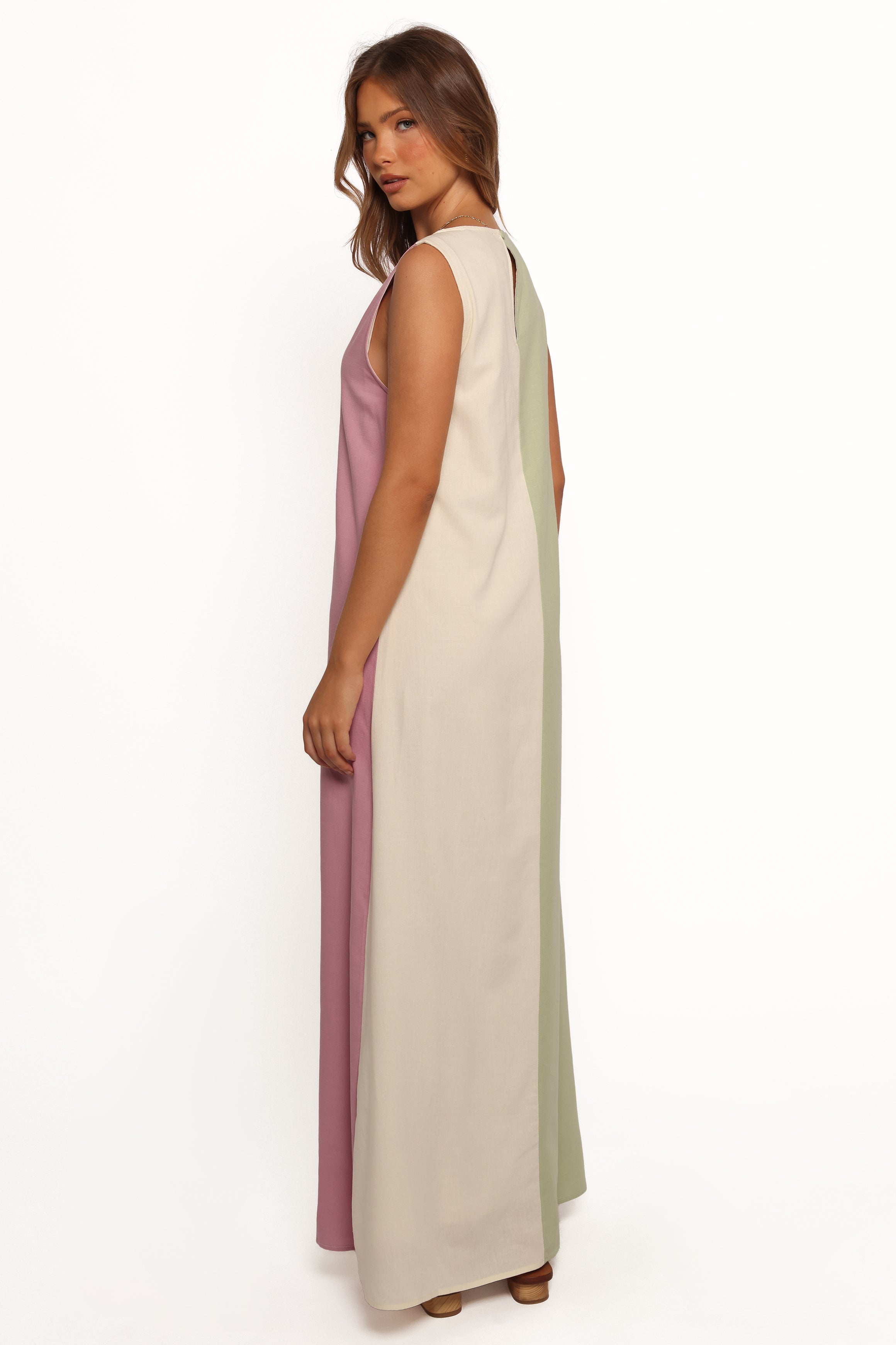 Lindi Color Block Maxi Dress - Sleeveless Cotton Blend