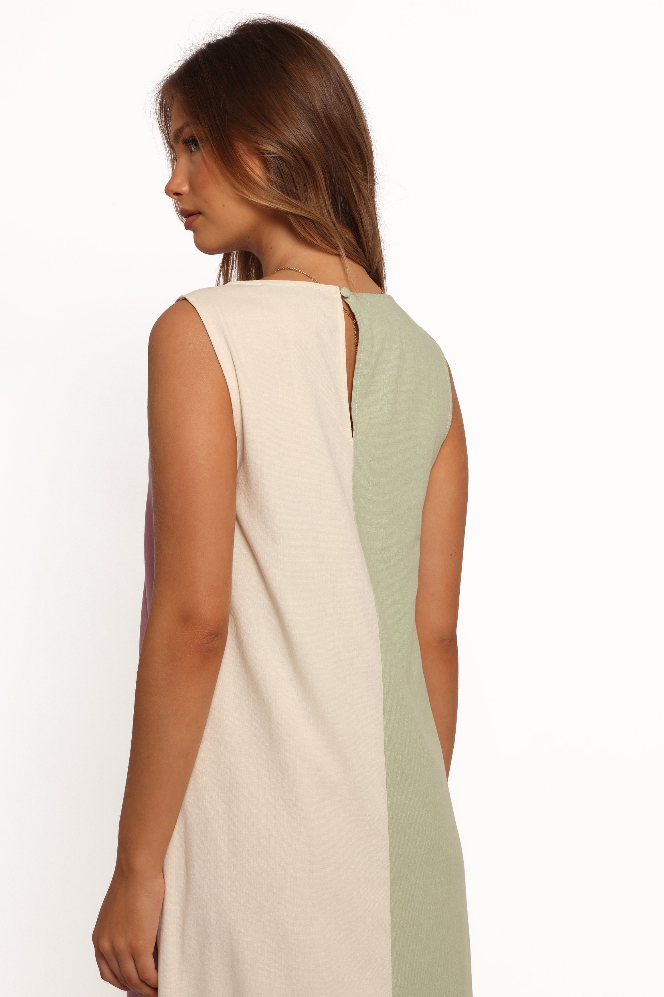 Lindi Color Block Maxi Dress - Sleeveless Cotton Blend
